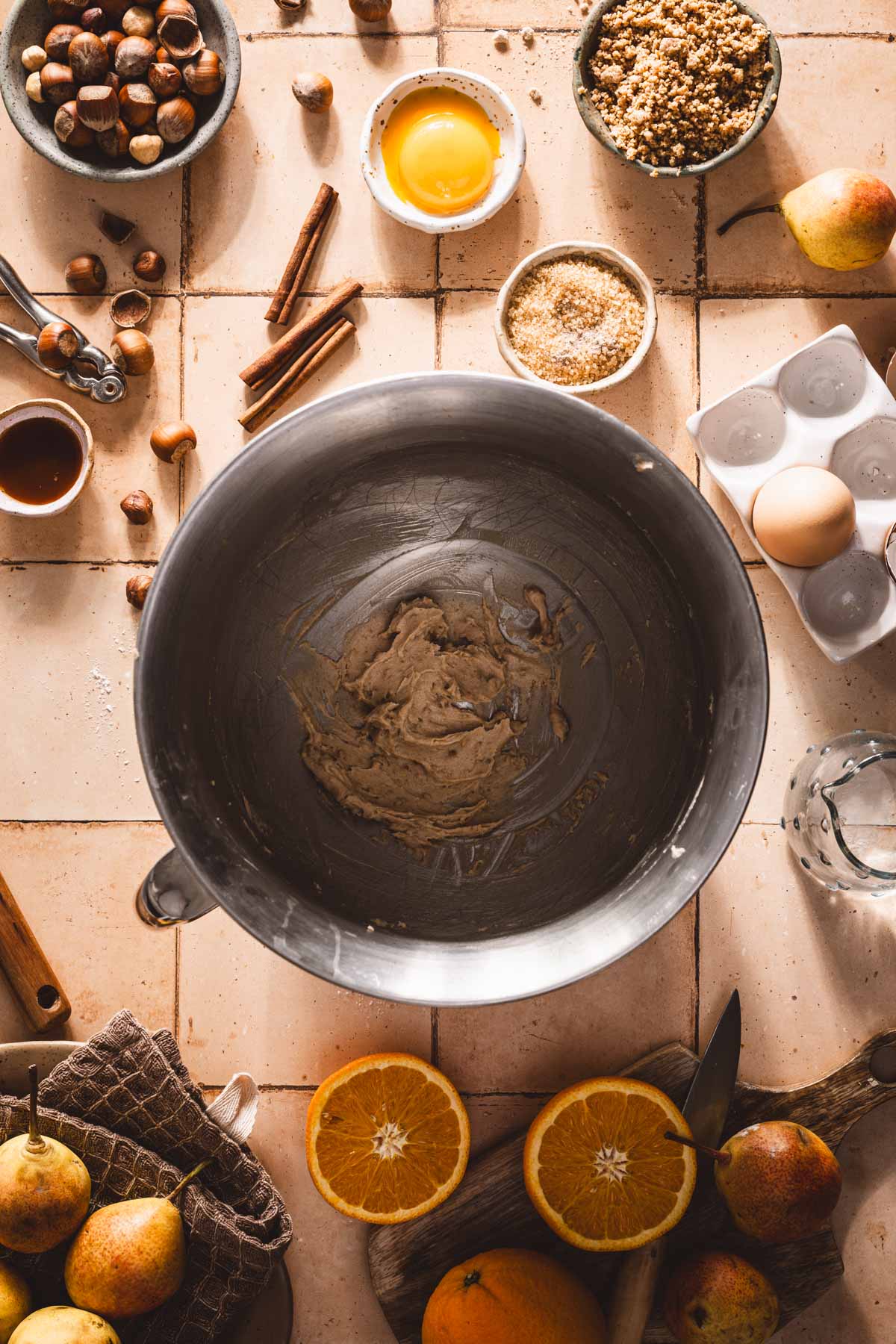 large bowl with whipped sugar with butter