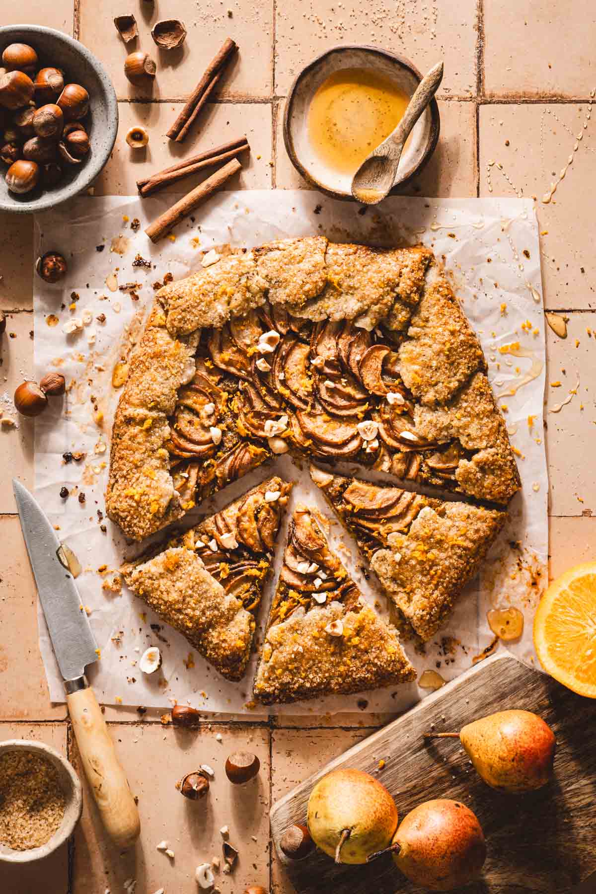 sliced galette on a parchment paper