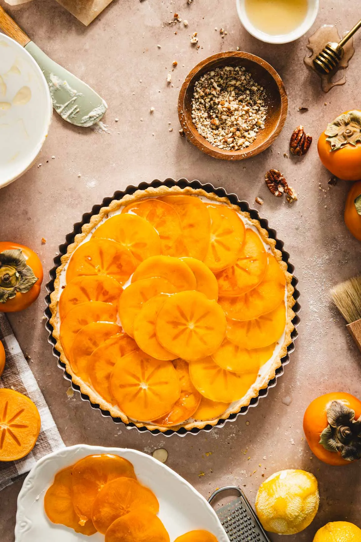 finished persimmon tart ready to bake