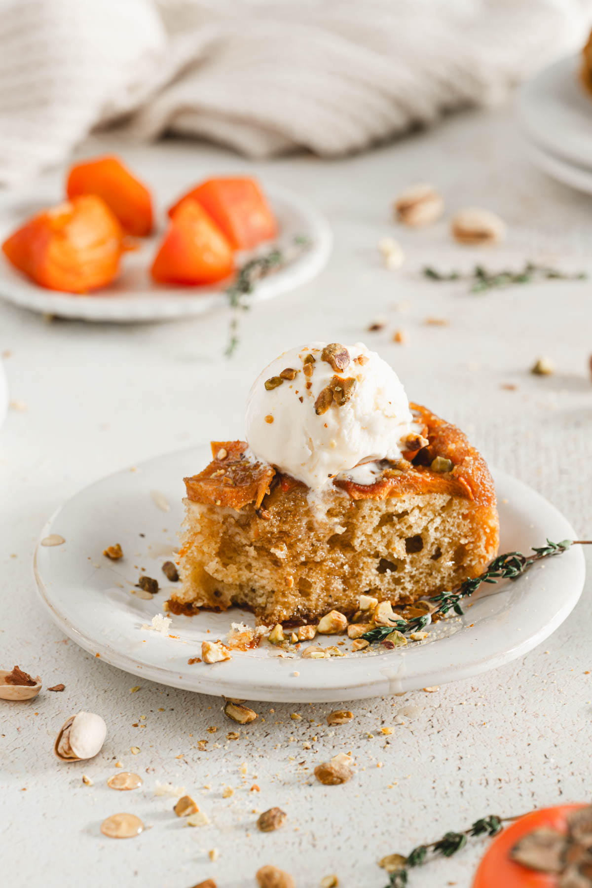 cake on the plate with a bite taken out