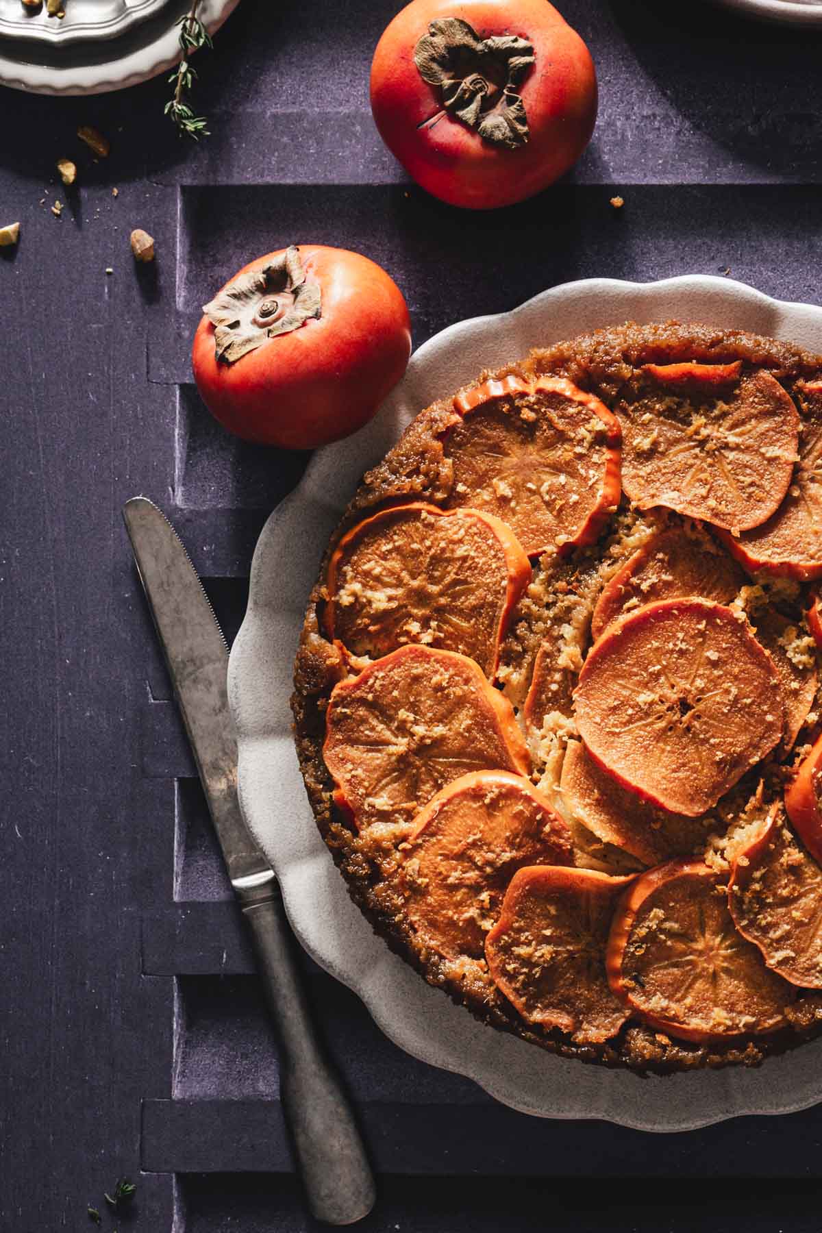 close up on persimmon cake