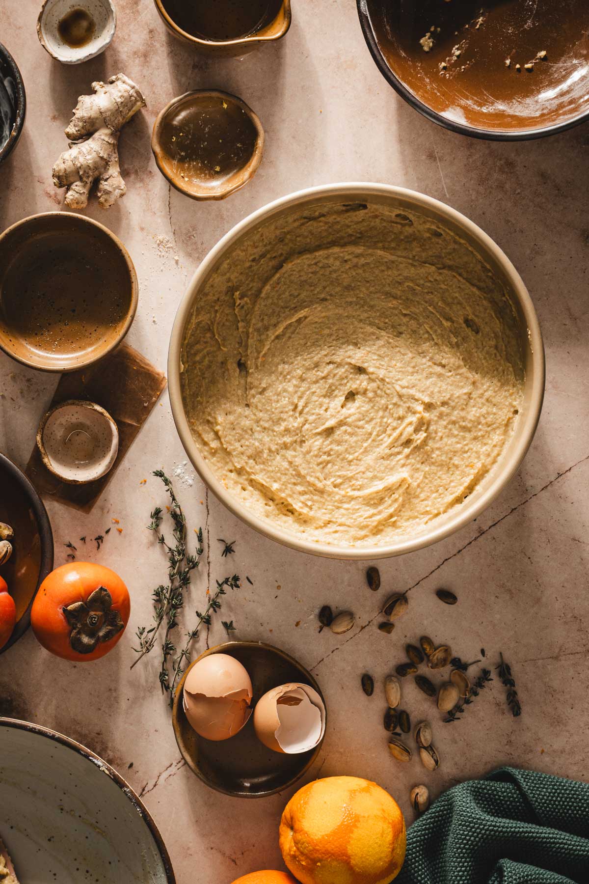 smooth batter in a baking pan