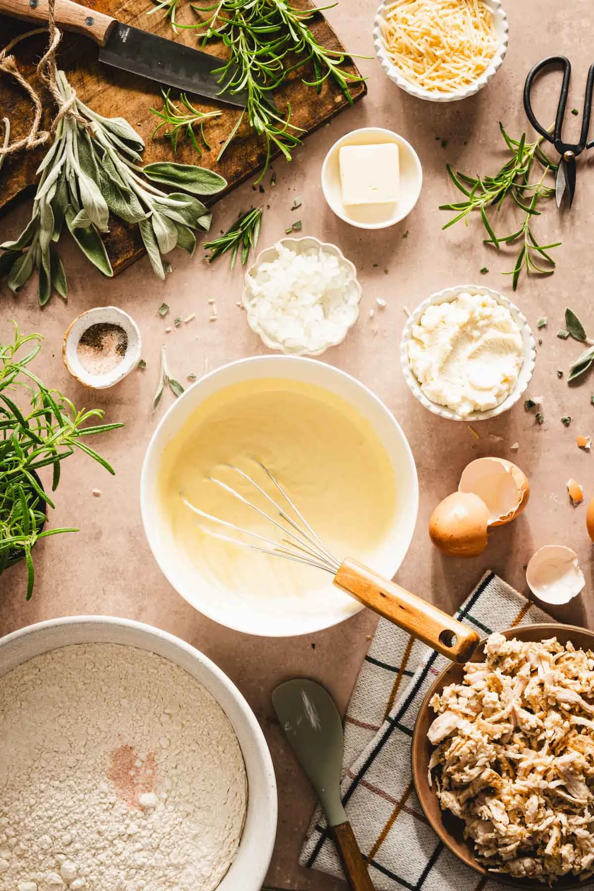 medium size bowl with wet ingredients mixed in