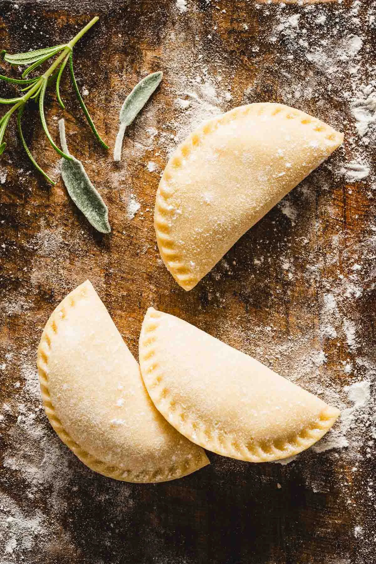 pierogi on a wooden board