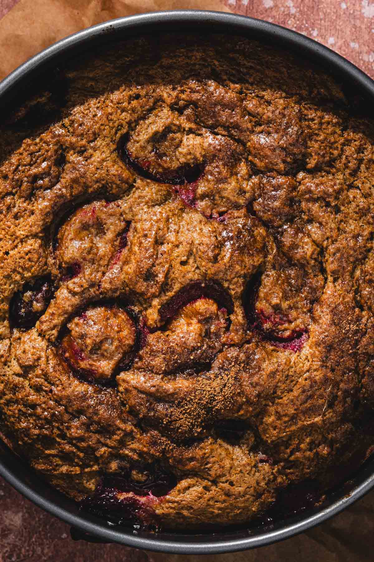 close up of bakced cake