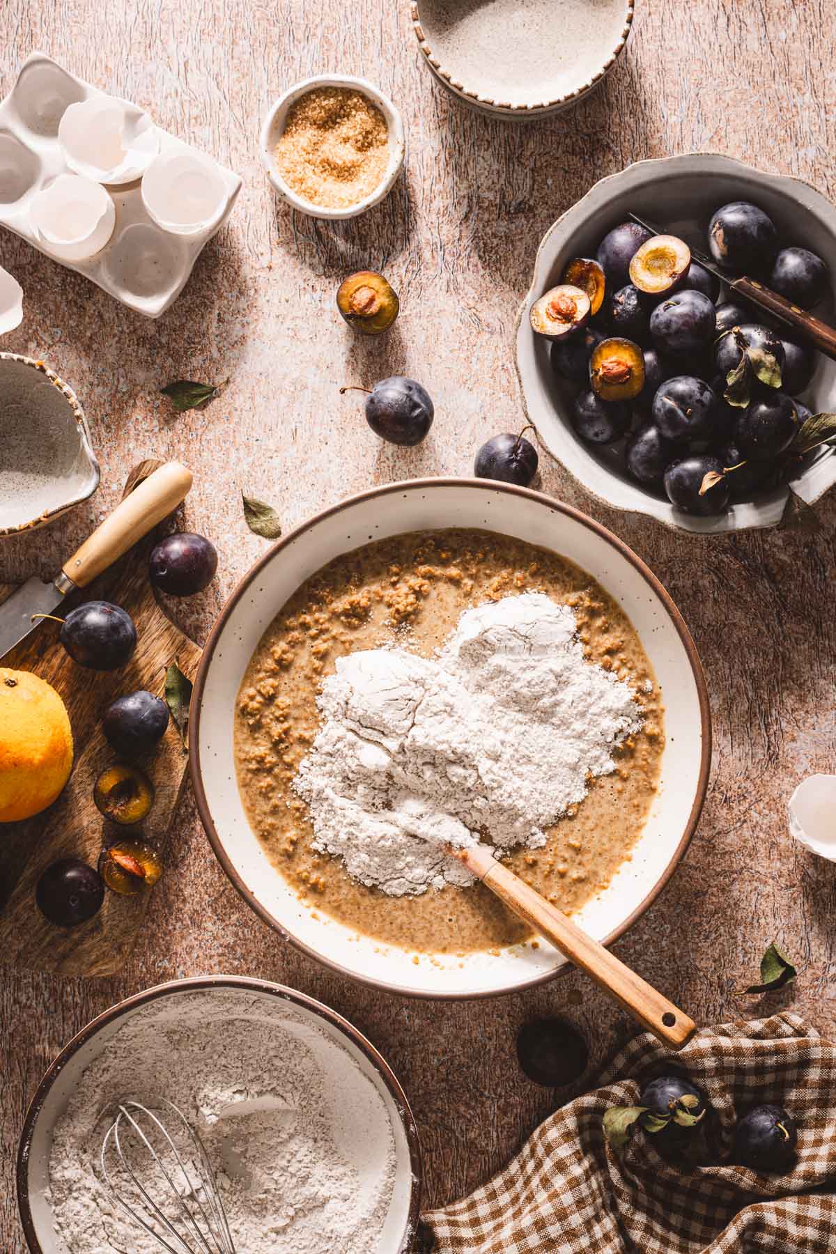 bowl with the batter and spatula