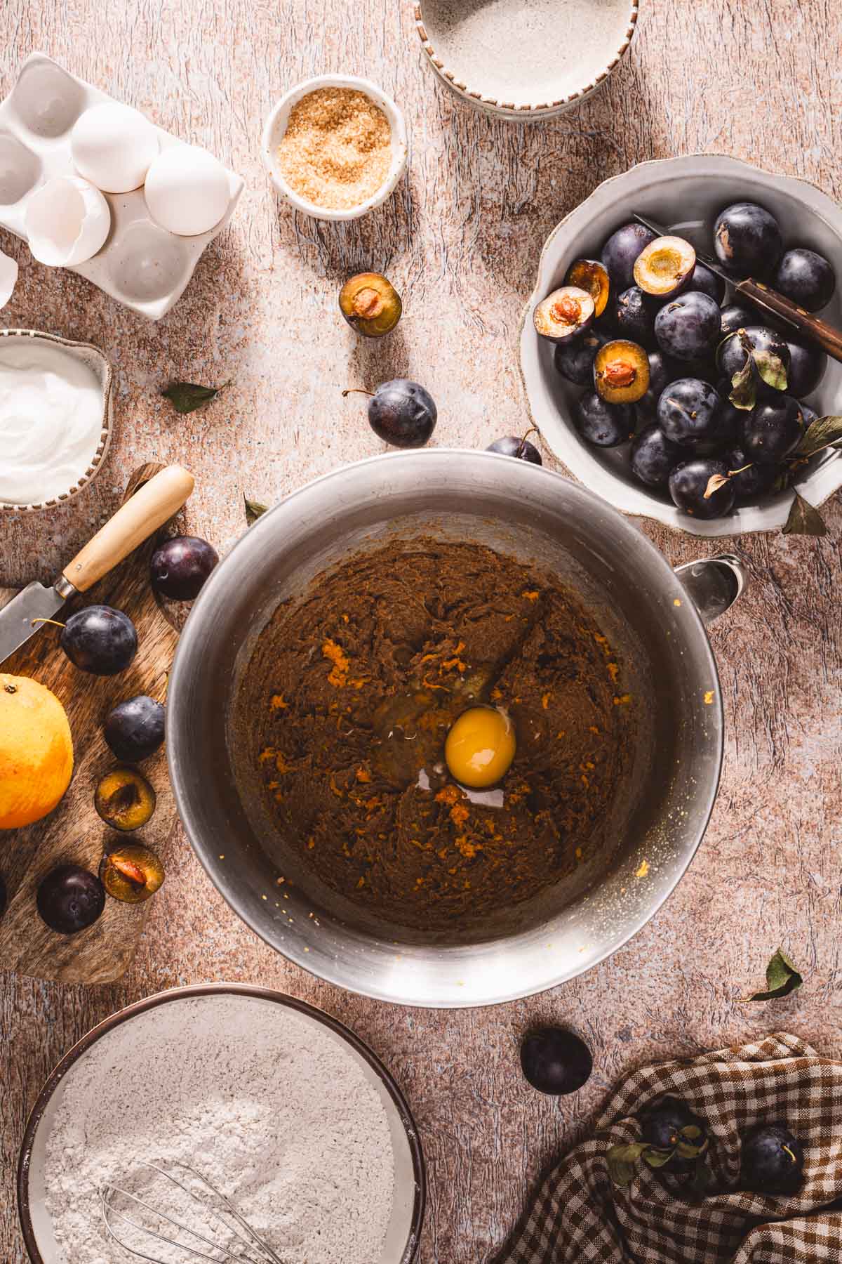 egg added to the sugar and butter