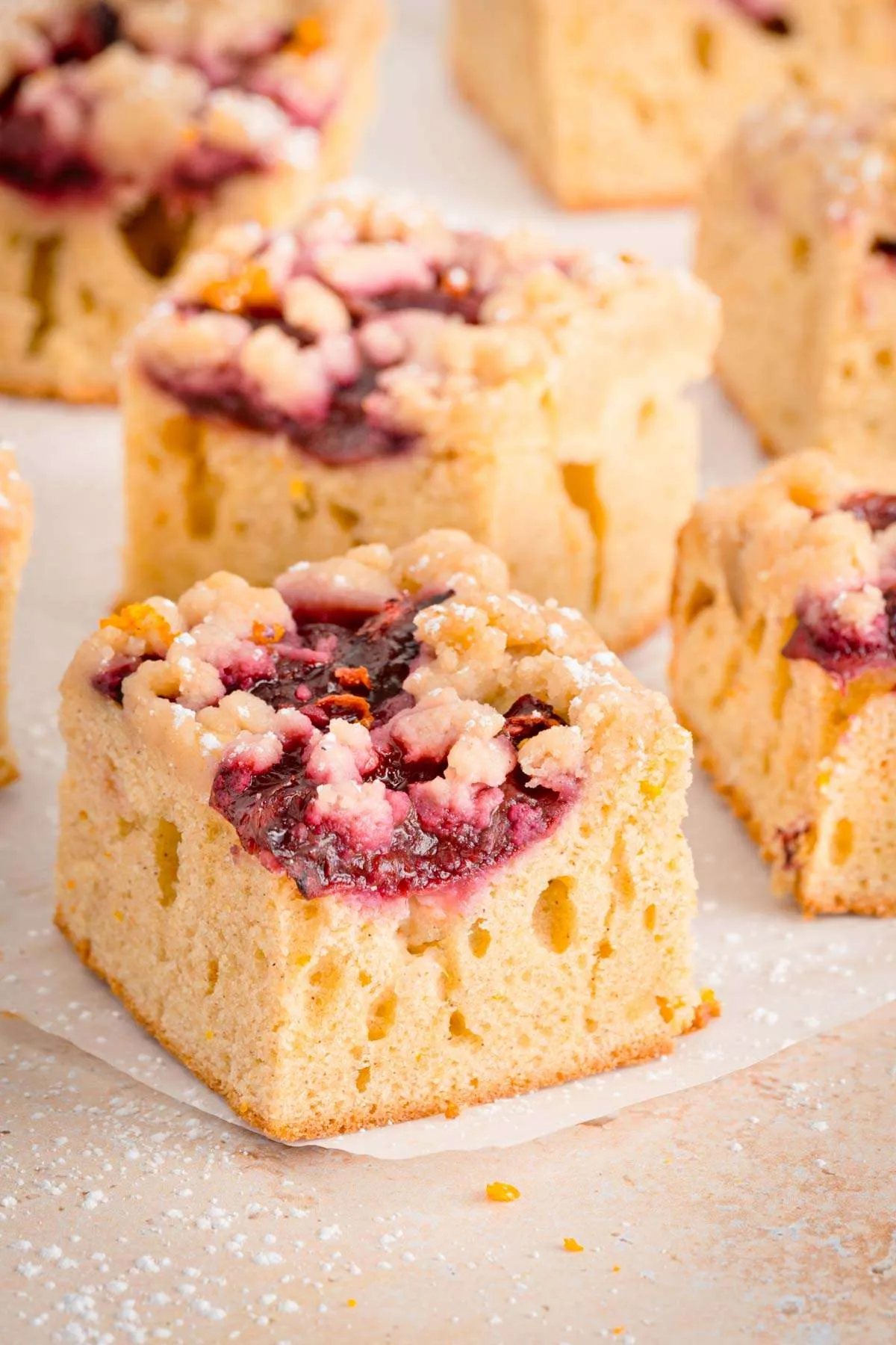 slice of plum cake, close up