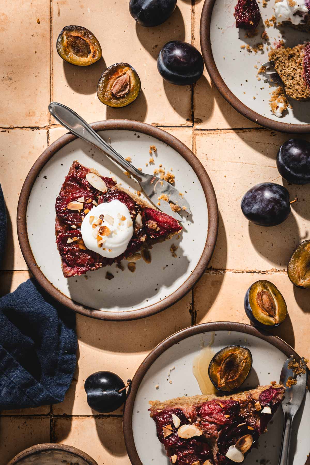 slices of cake on the serving plates