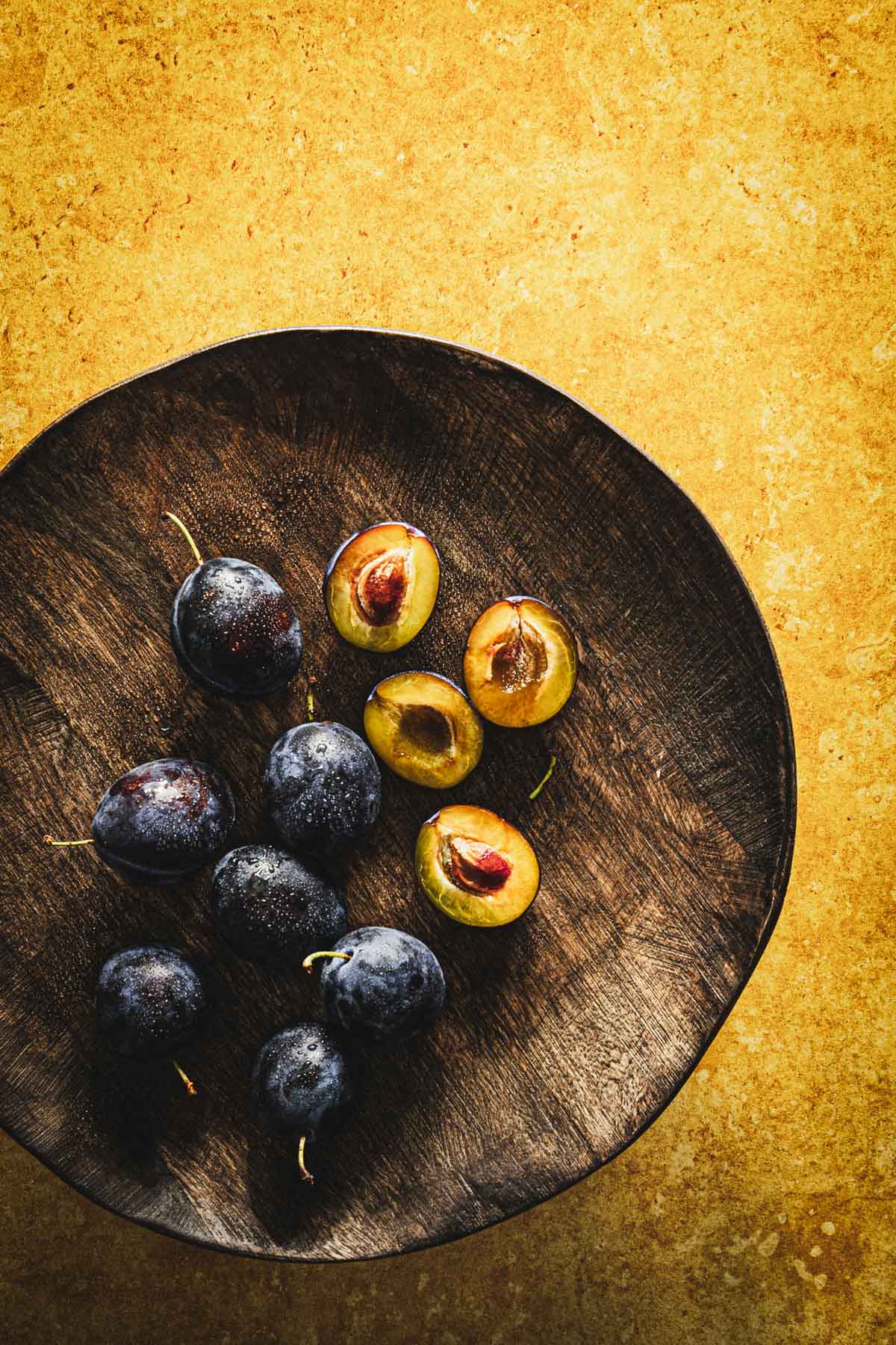 plums on a serving platter