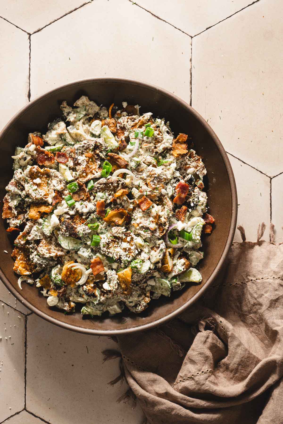 the salad mixed with the dressing