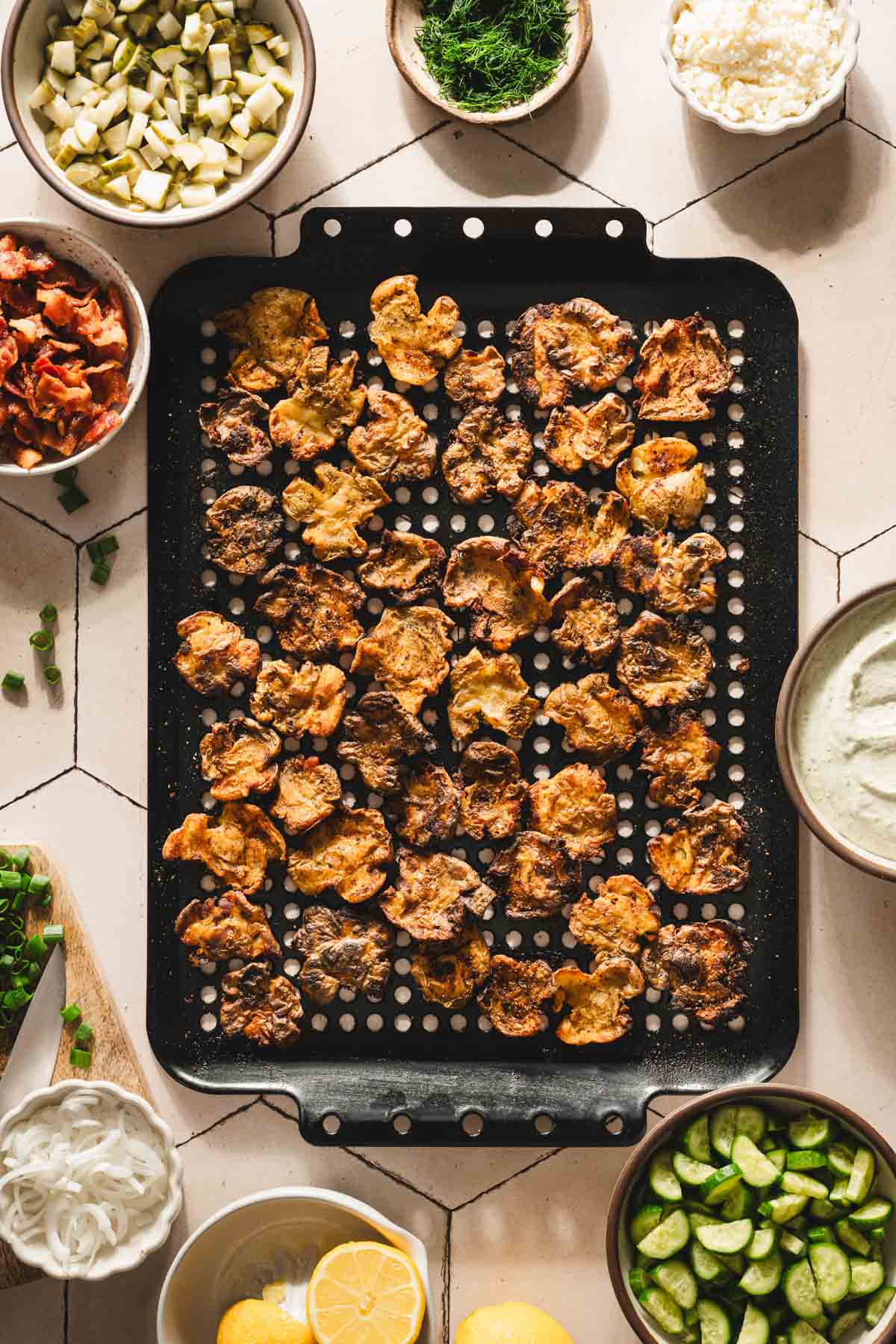 crispy potatoes on the baking tray