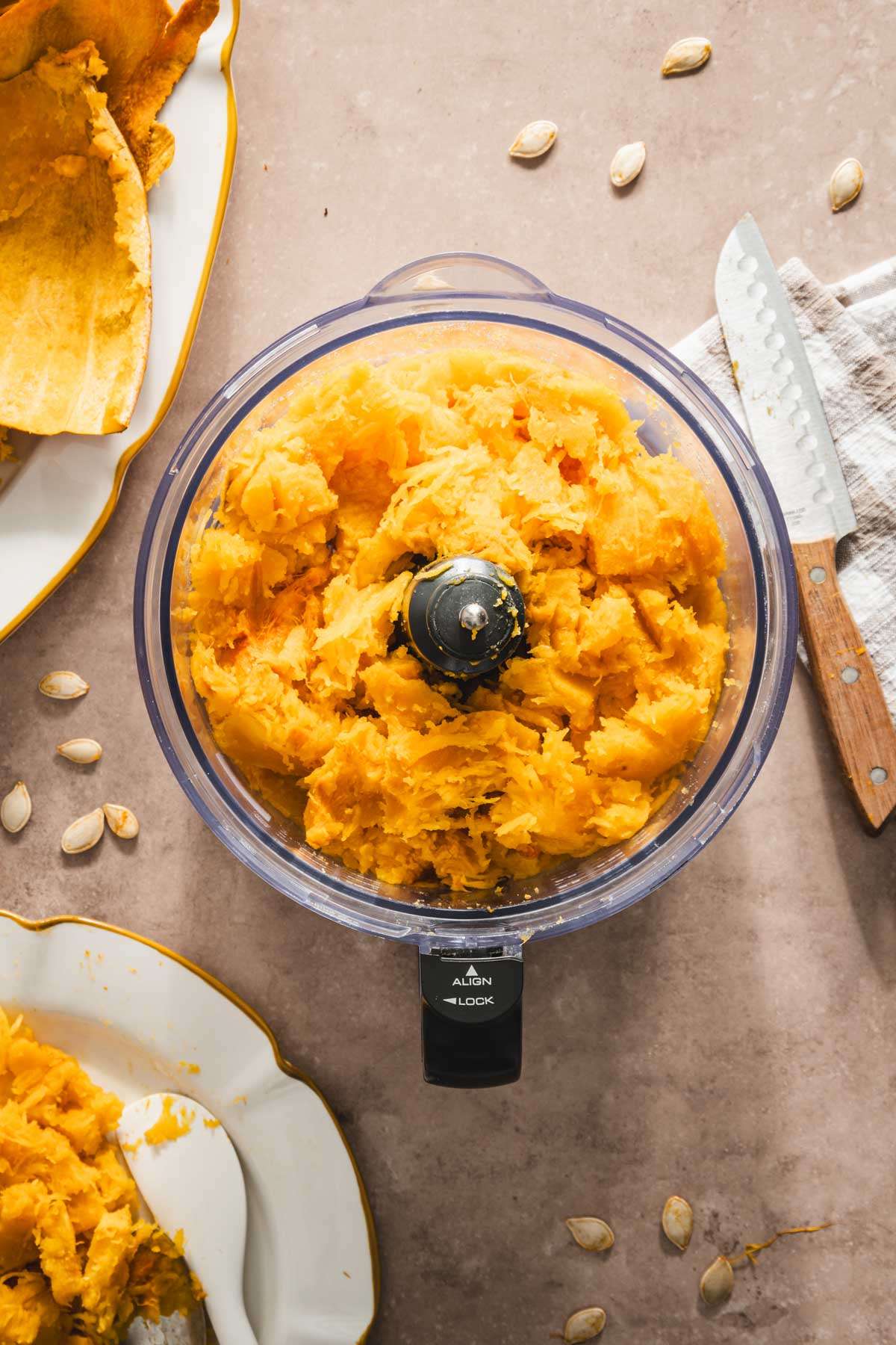 pumpkin puree in the food processor