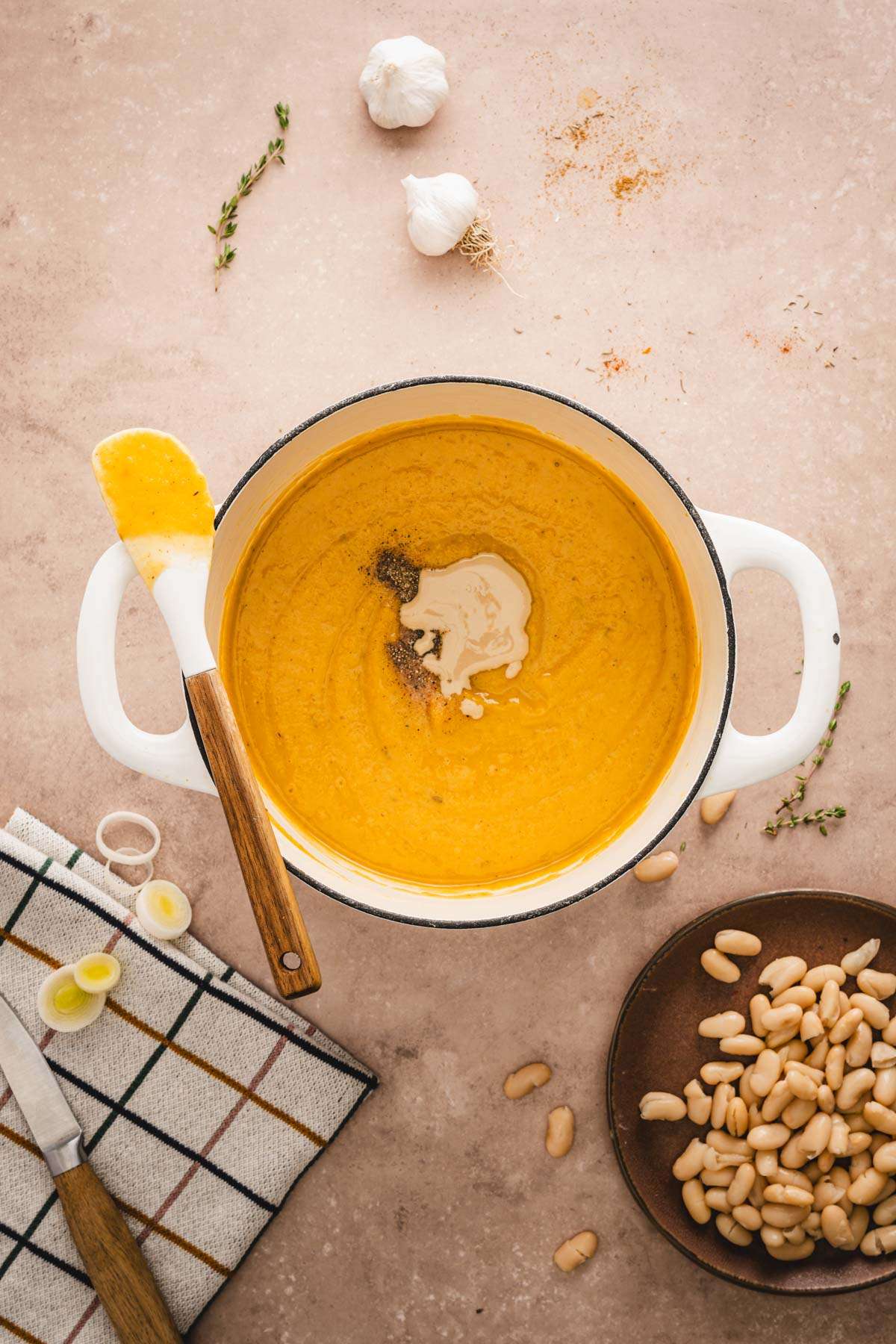 cooked pumpkin soup with added tahini