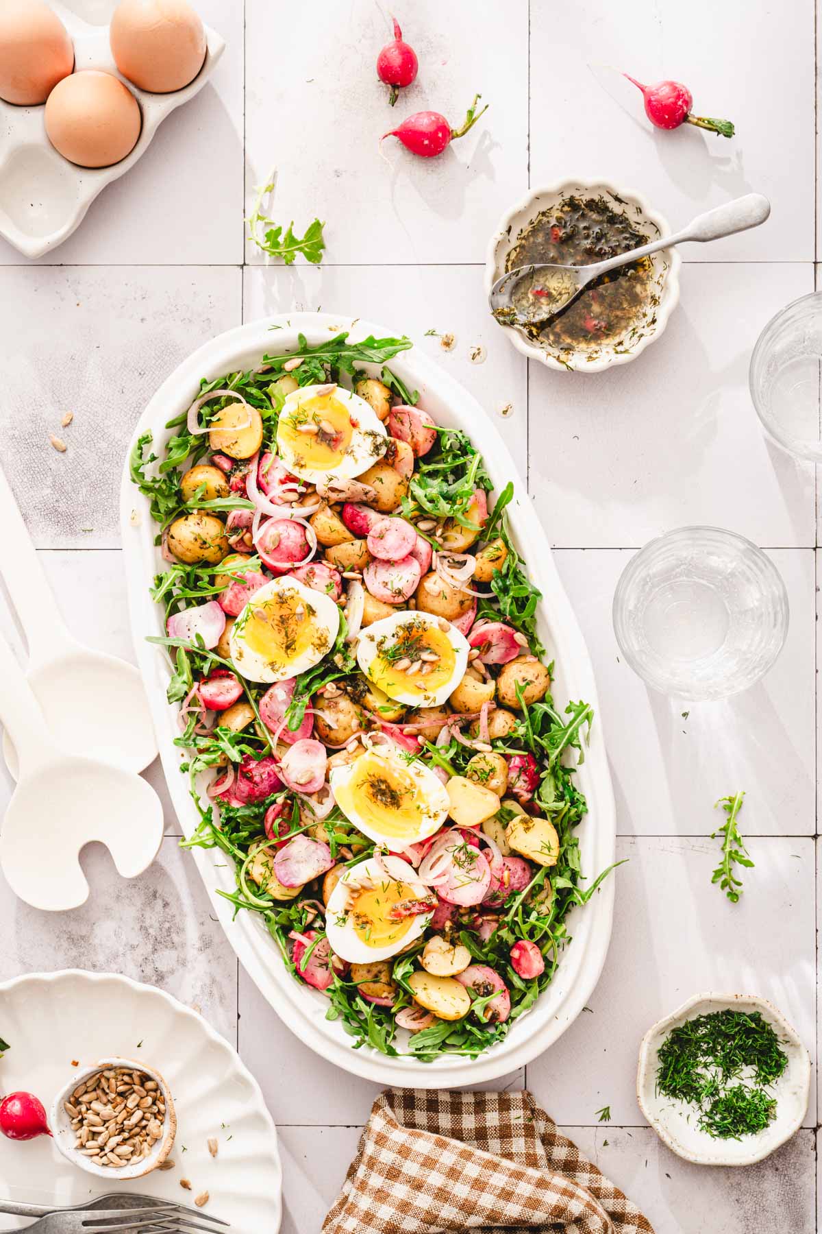 serving platter with the salad