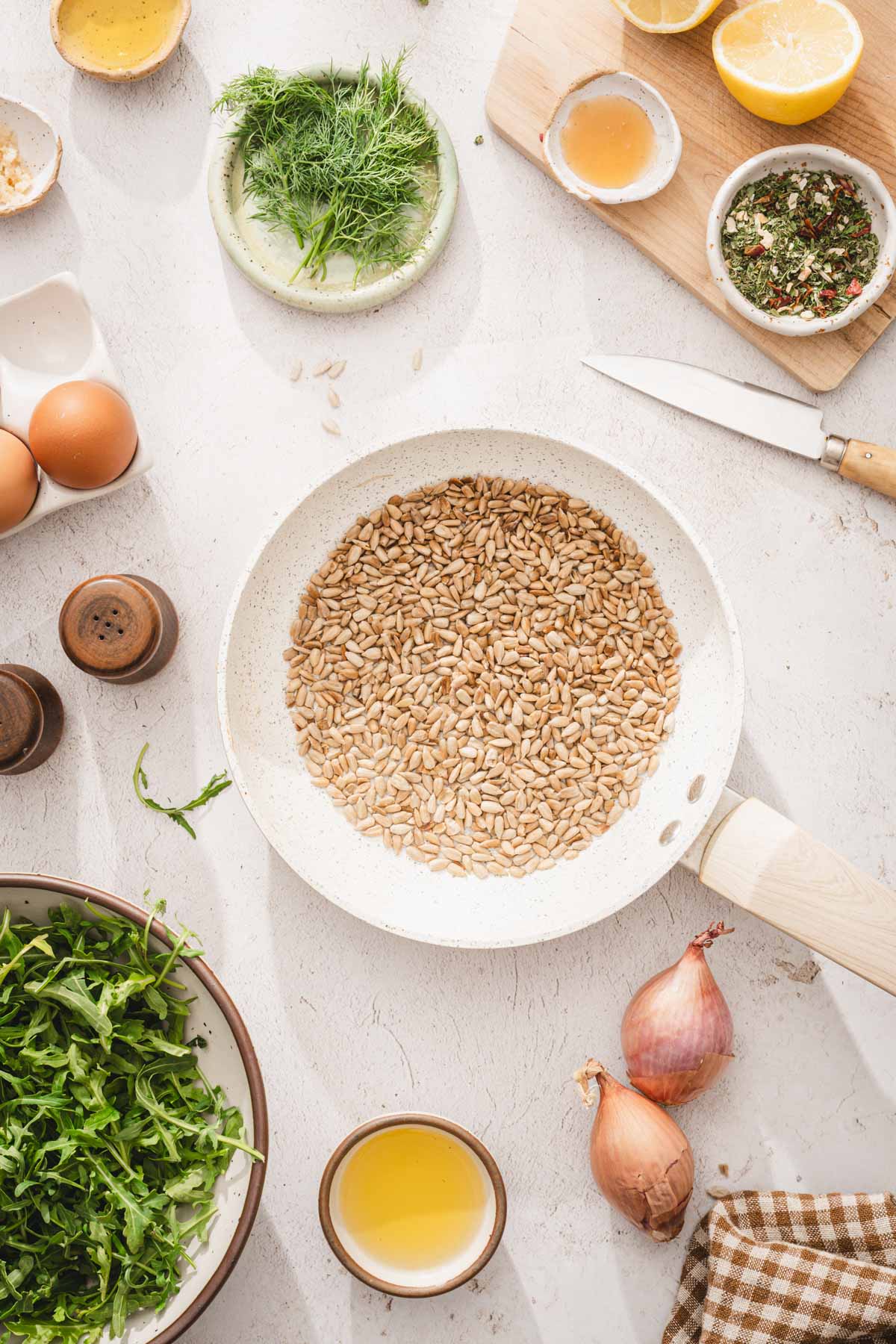 skillet iwht toasted sunflower seeds