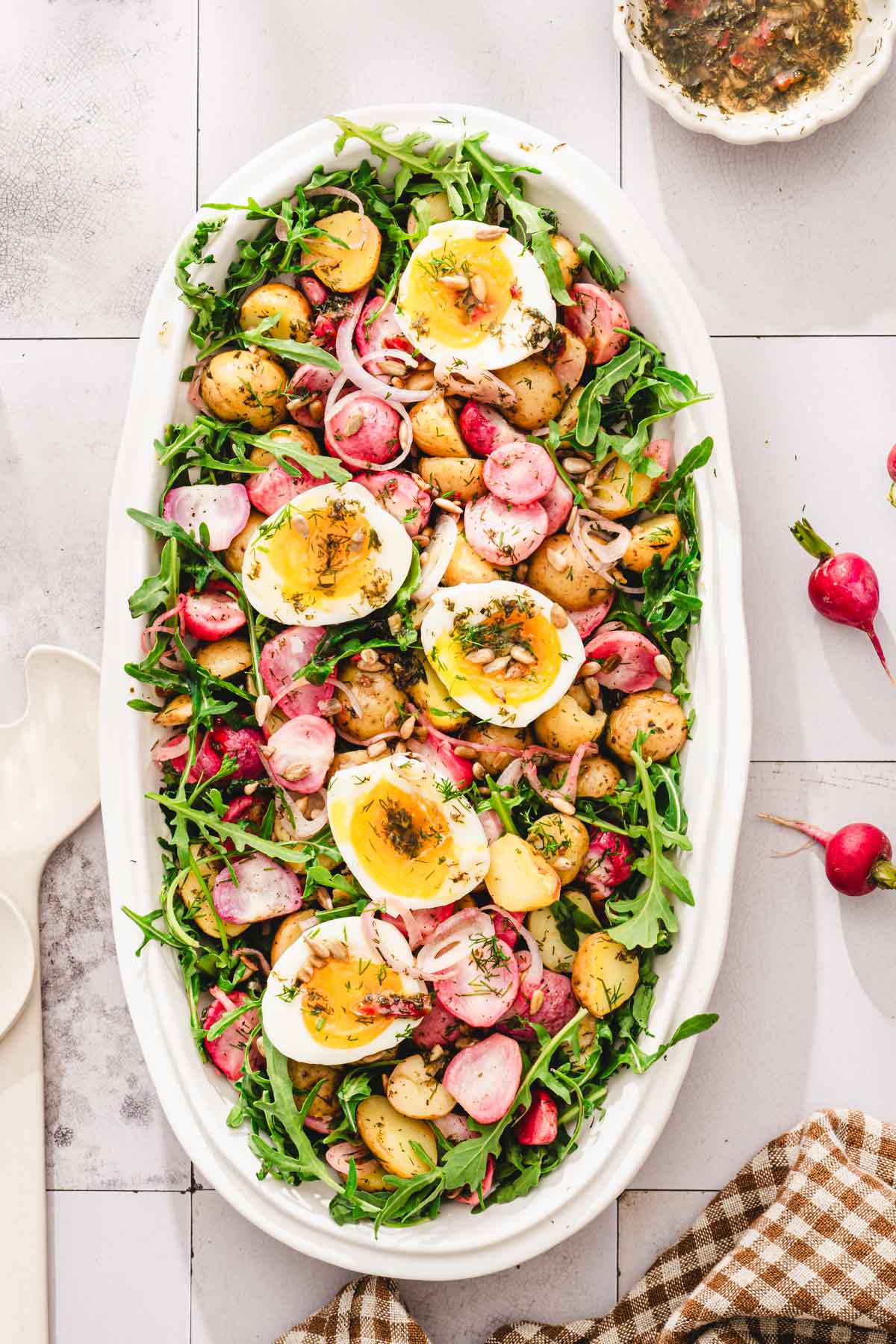 serving platter with the salad