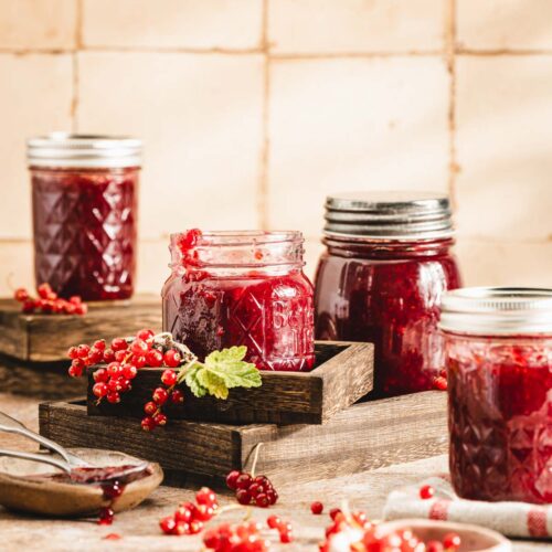 jars with red currants