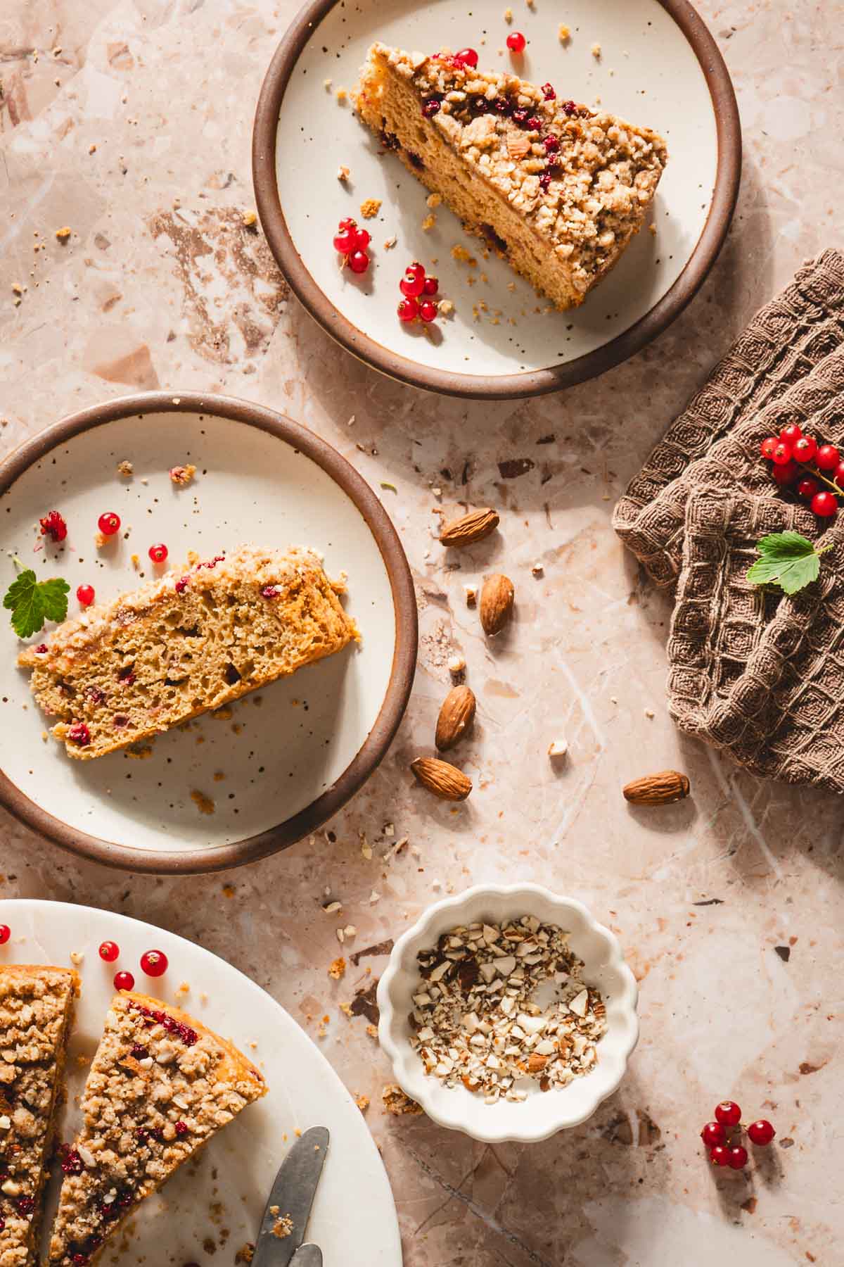 plants with slices of the cake