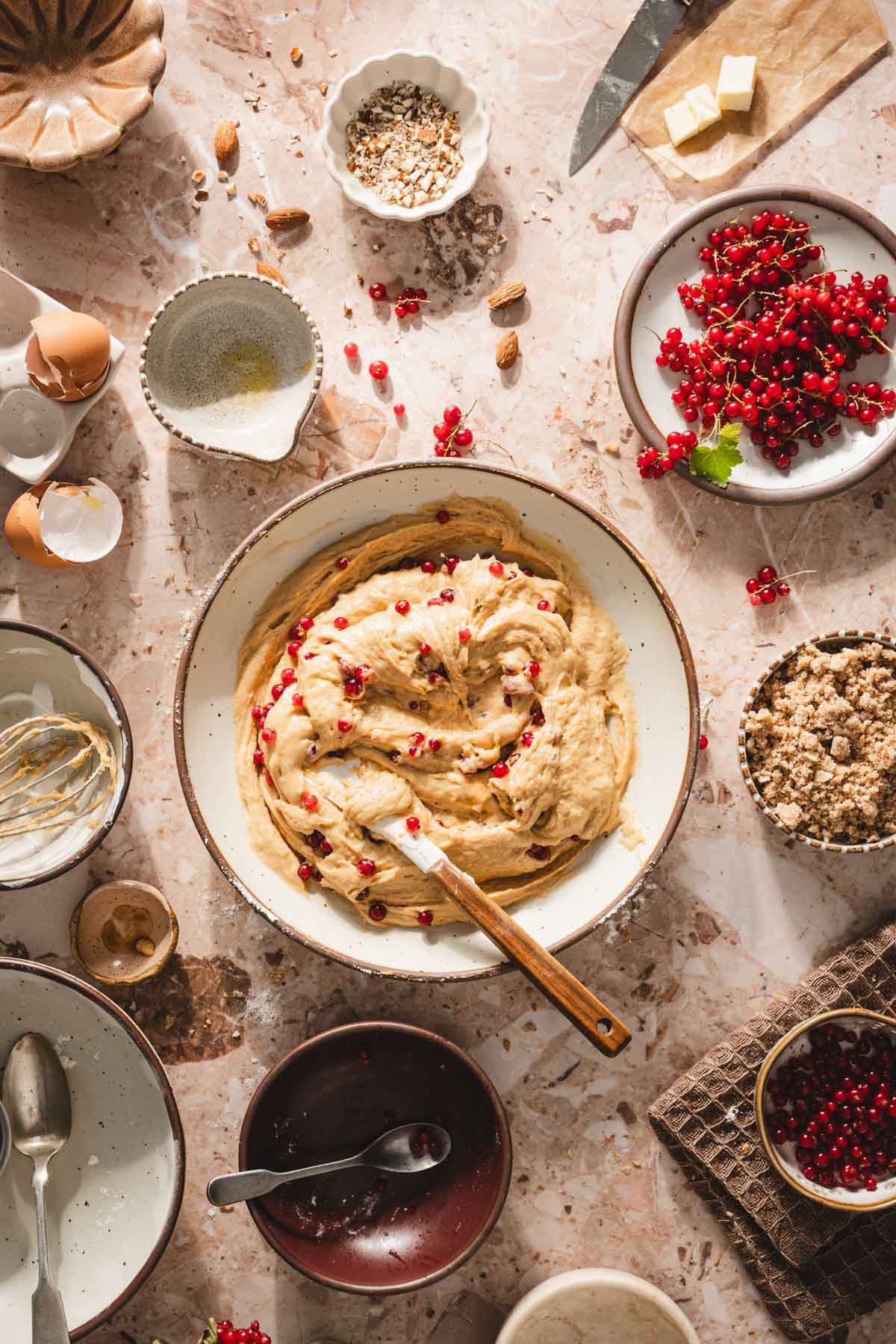 currants mixed into the batter
