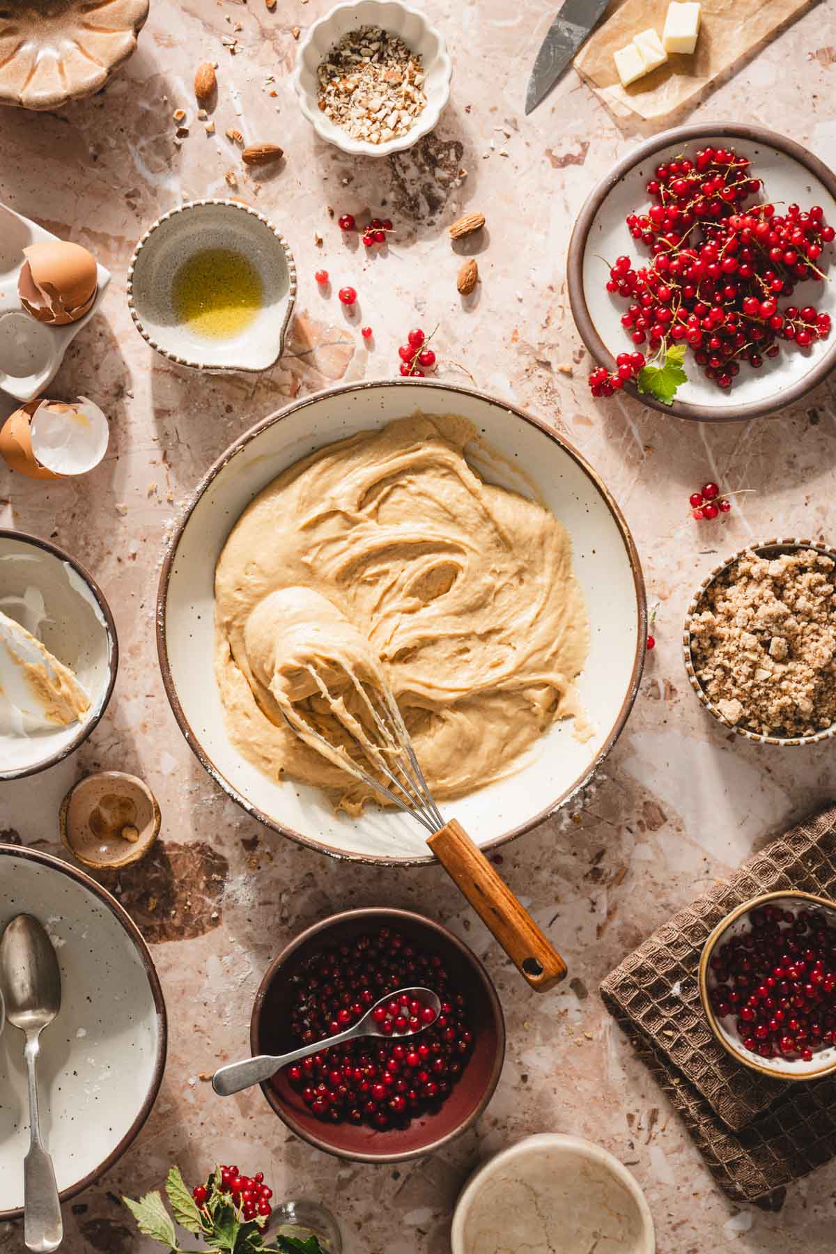 cake batter in a mixing bowl