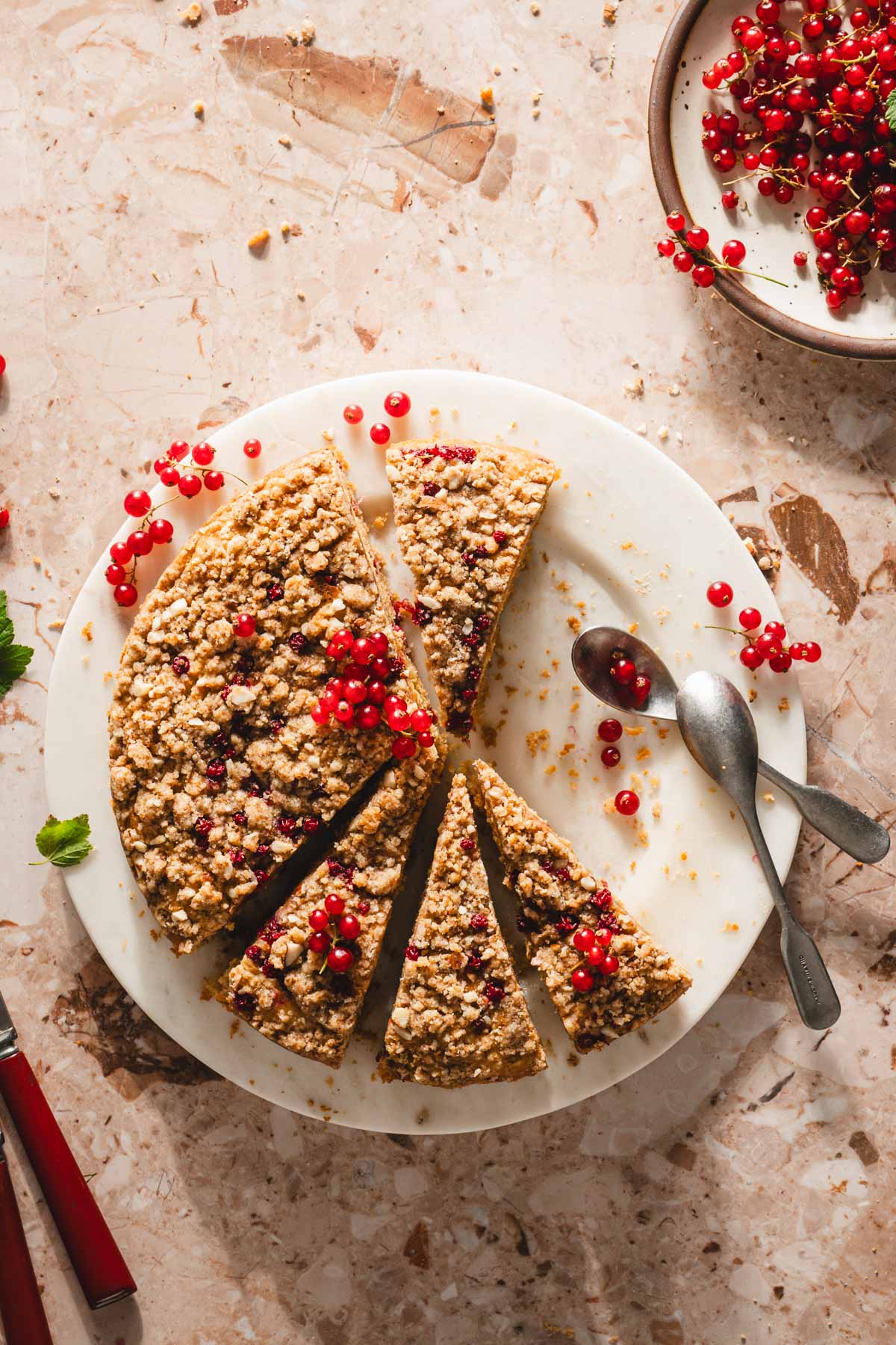 top view of sliced cake