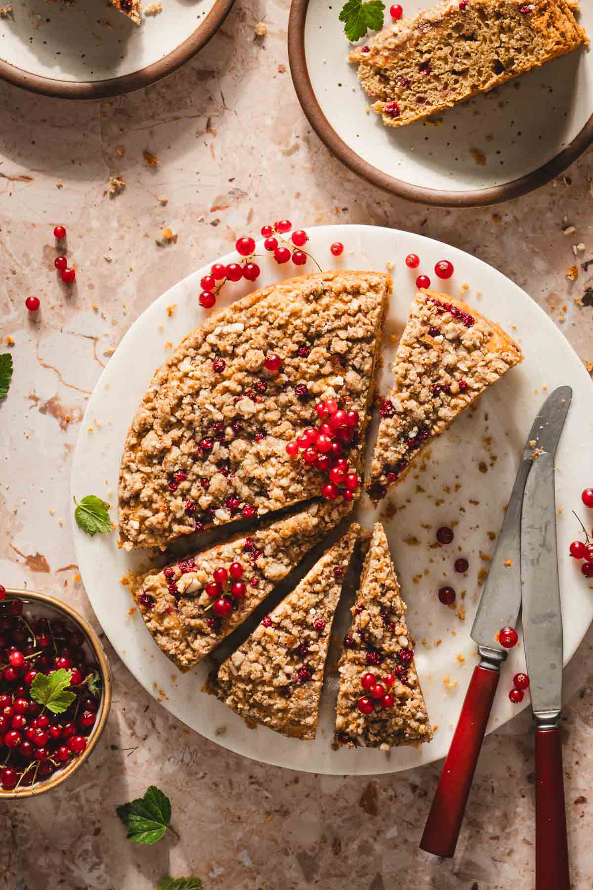 sliced cake on a platter