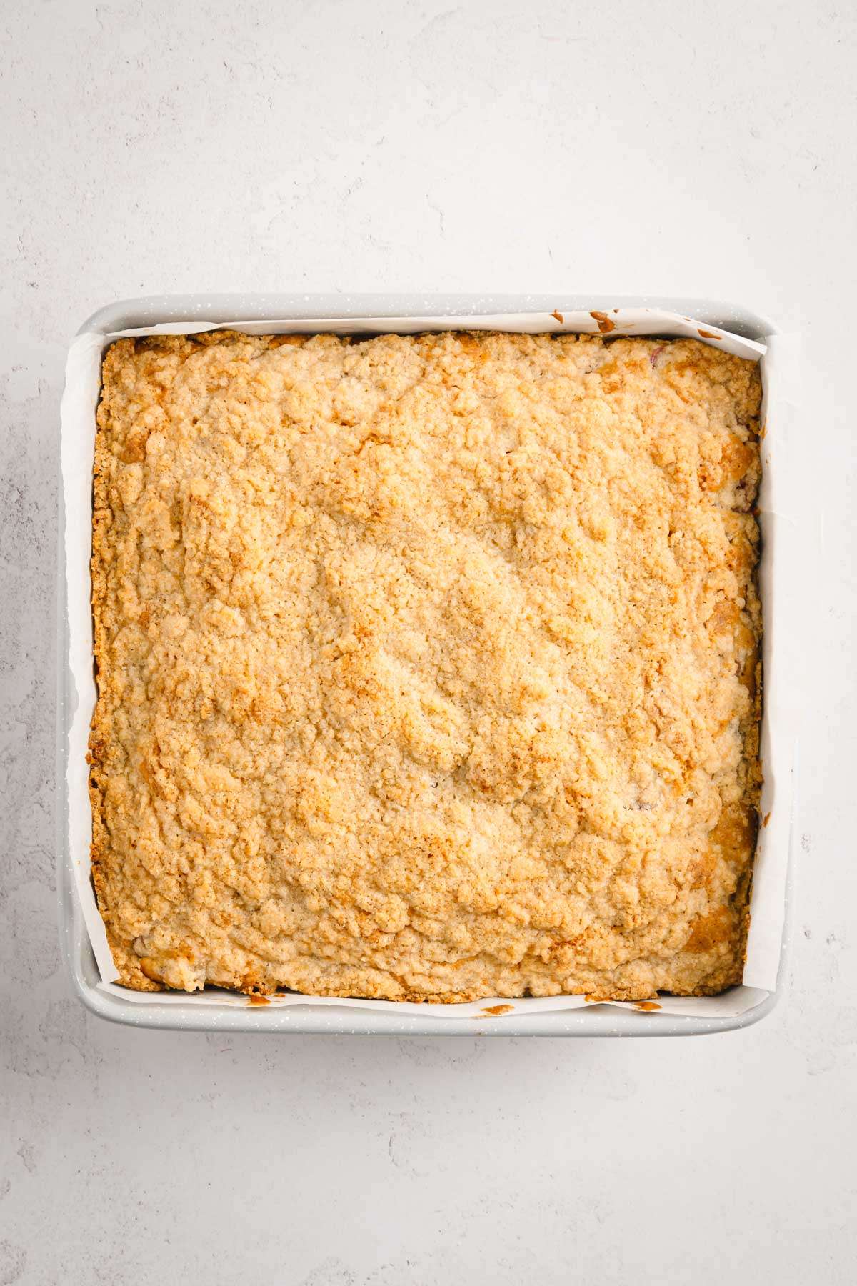 baked rhubarb cake, top view