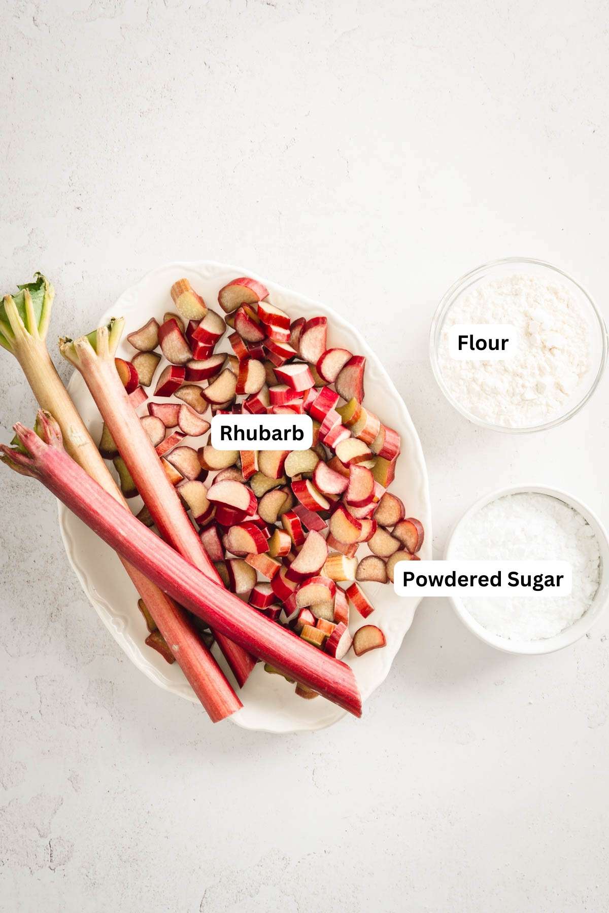 ingredients for rhubarb cake