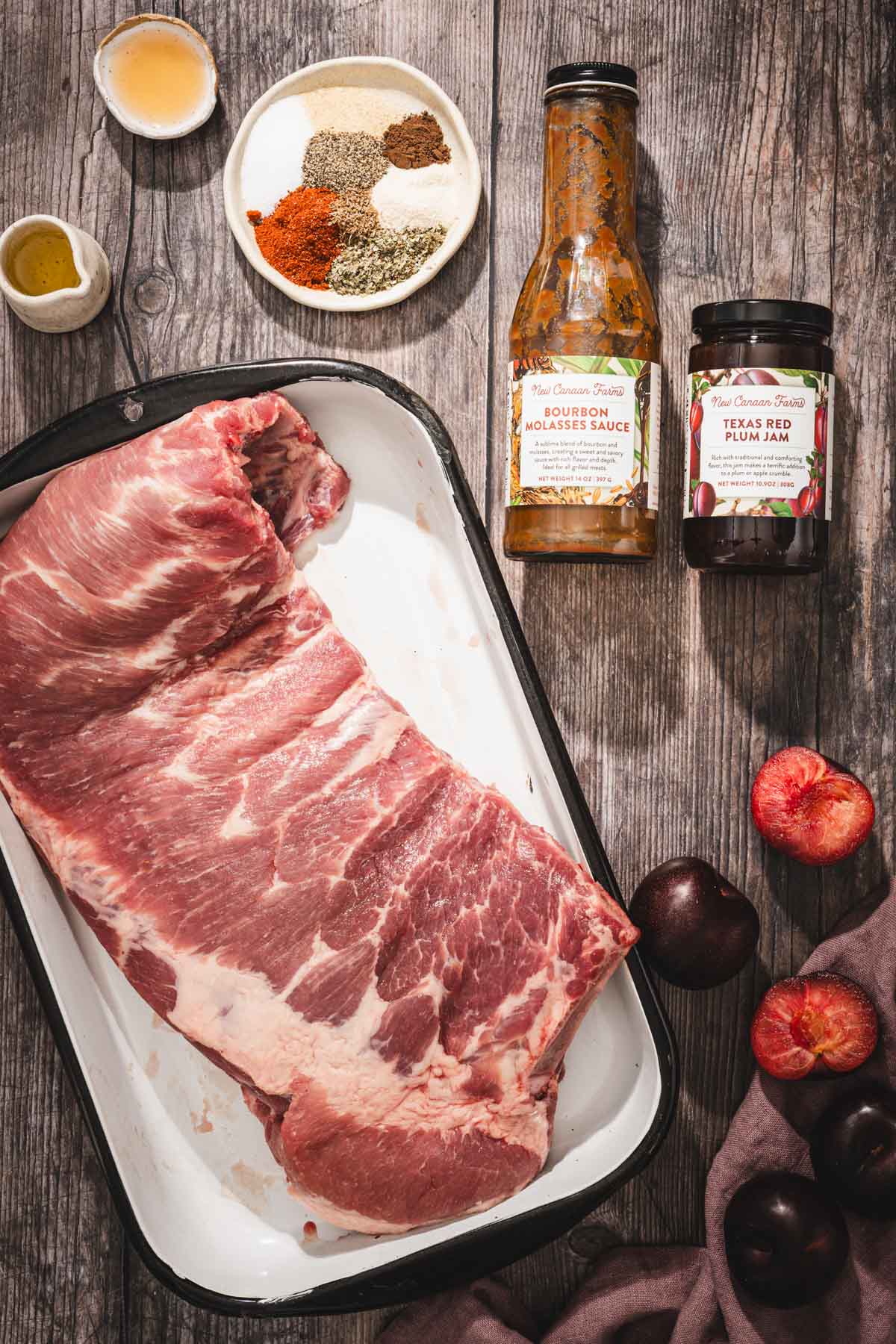 ingredients to make smoked ribs with brand jars