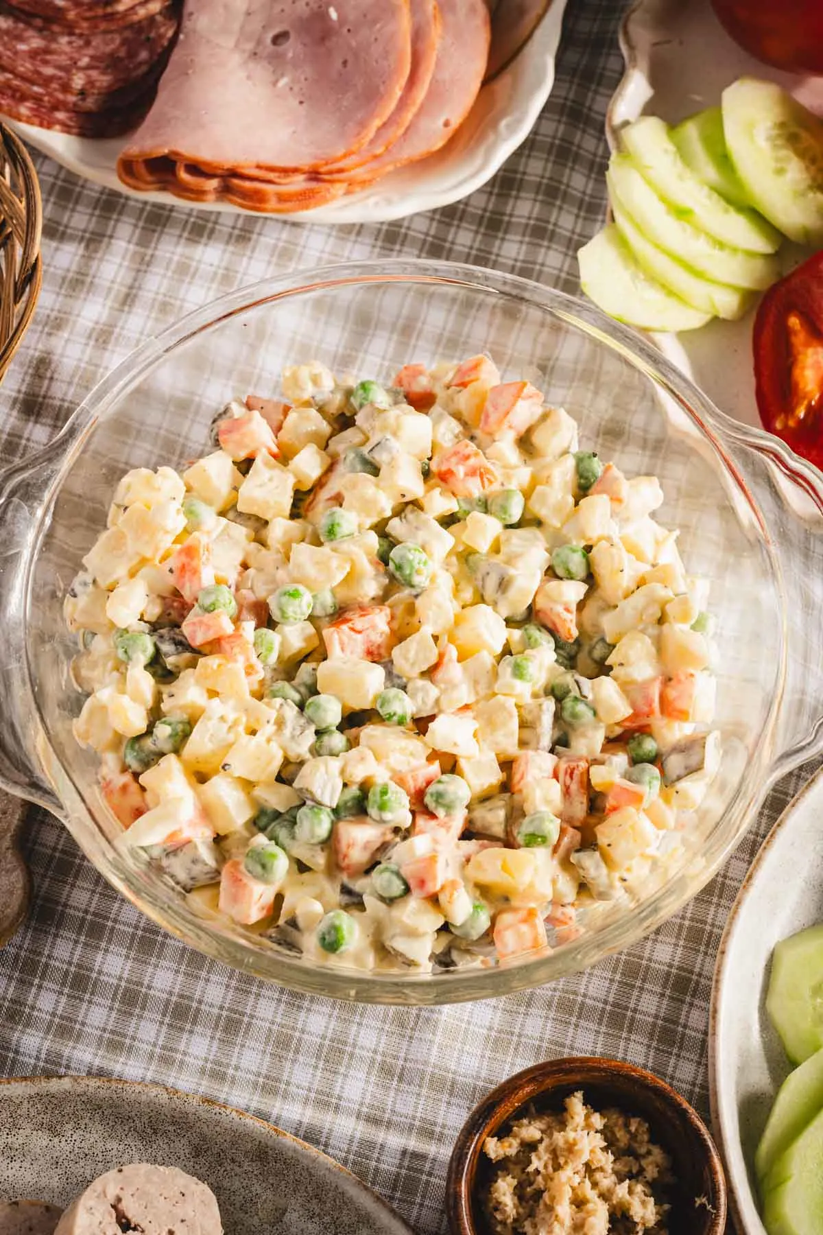 veggie salad in a glass bowl