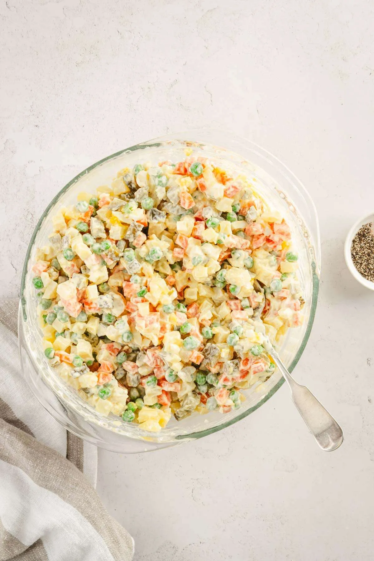 vegetable salad in a glass dish