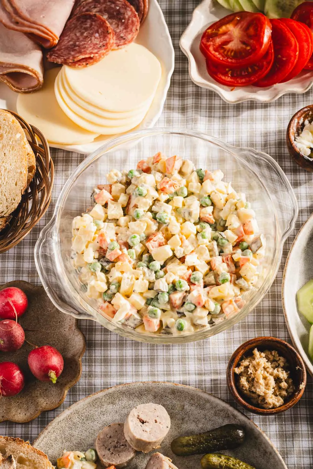 vegetable salad in a glass dish