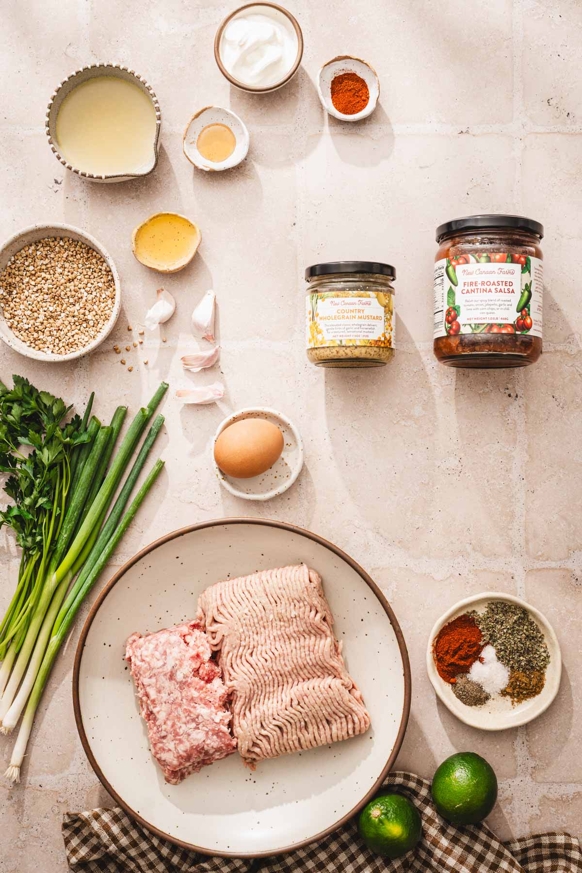 ing to amke the meatballs, brand jars in the middle