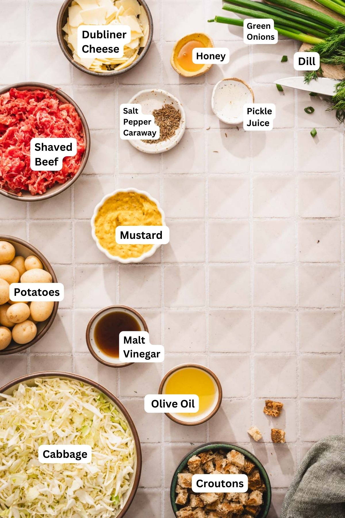 ing to make the bef salad with name tags