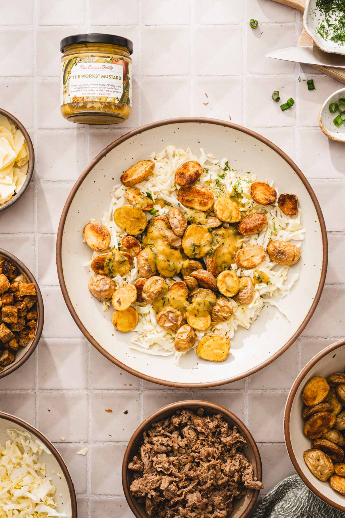 bowl wiht cabbage and potatoes added