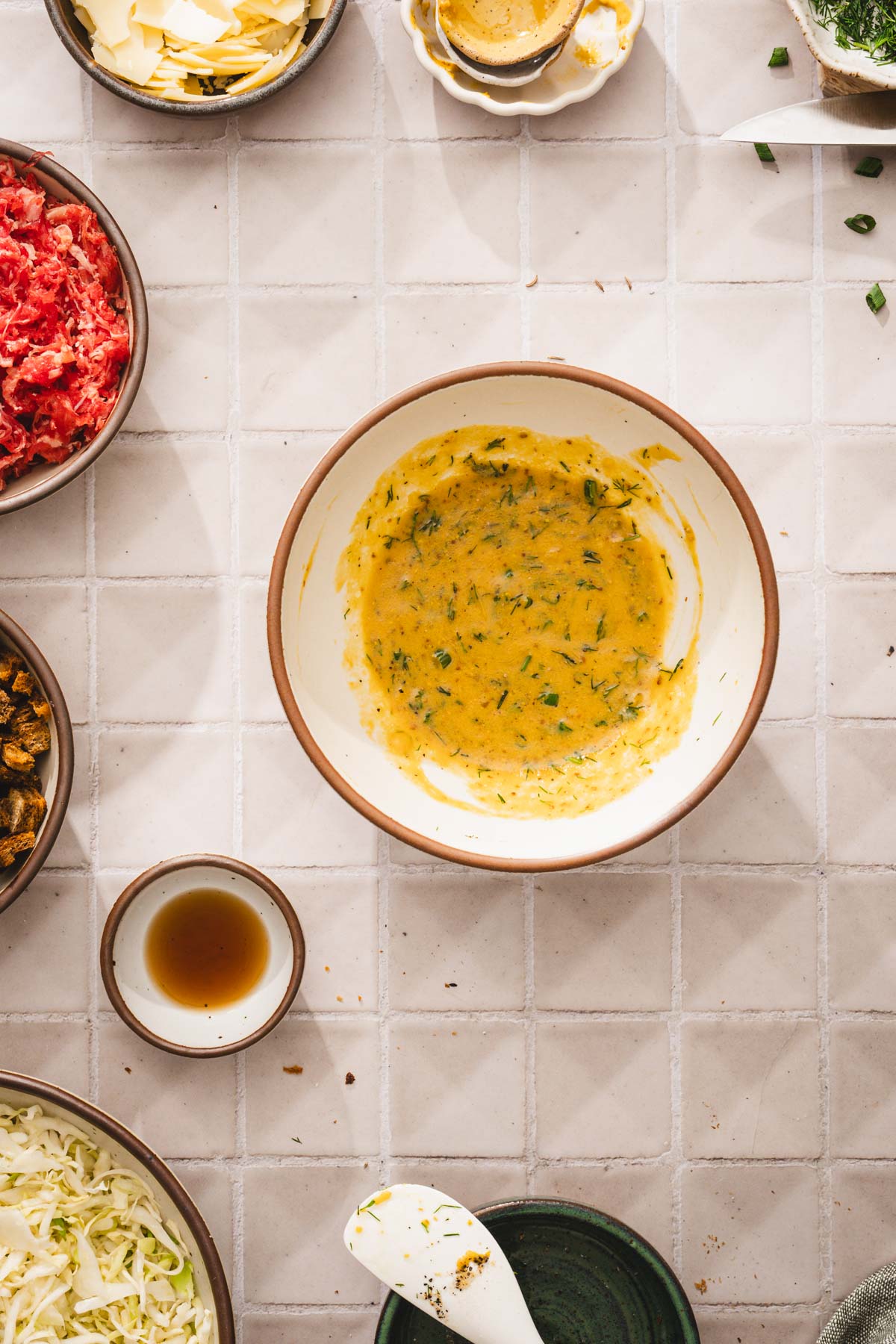 dish with the mustard dressing made