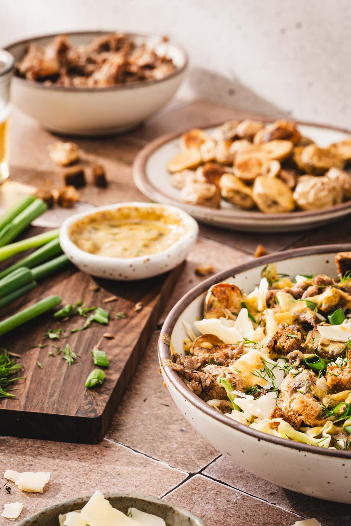 various dishes with the salad