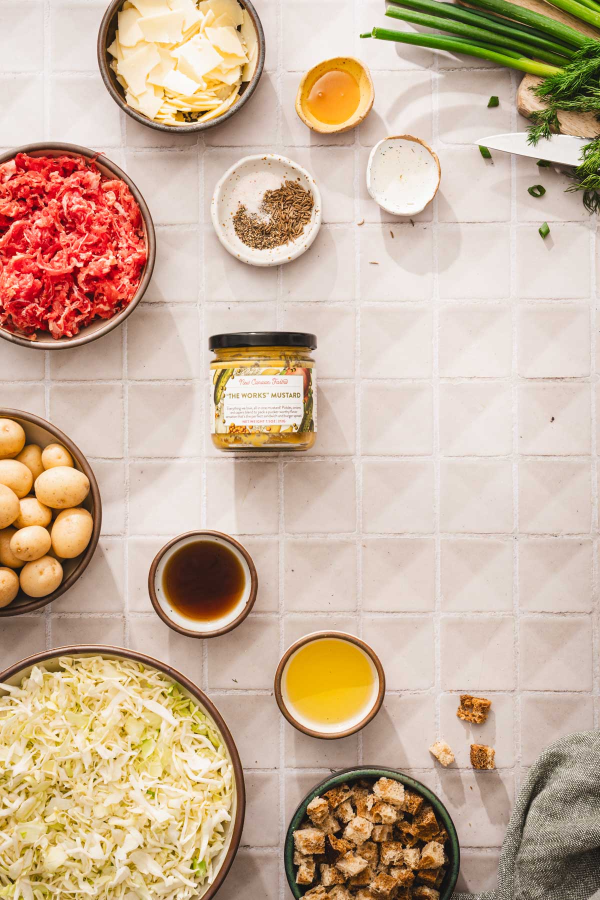 ing to mak the salad, jar with mustard