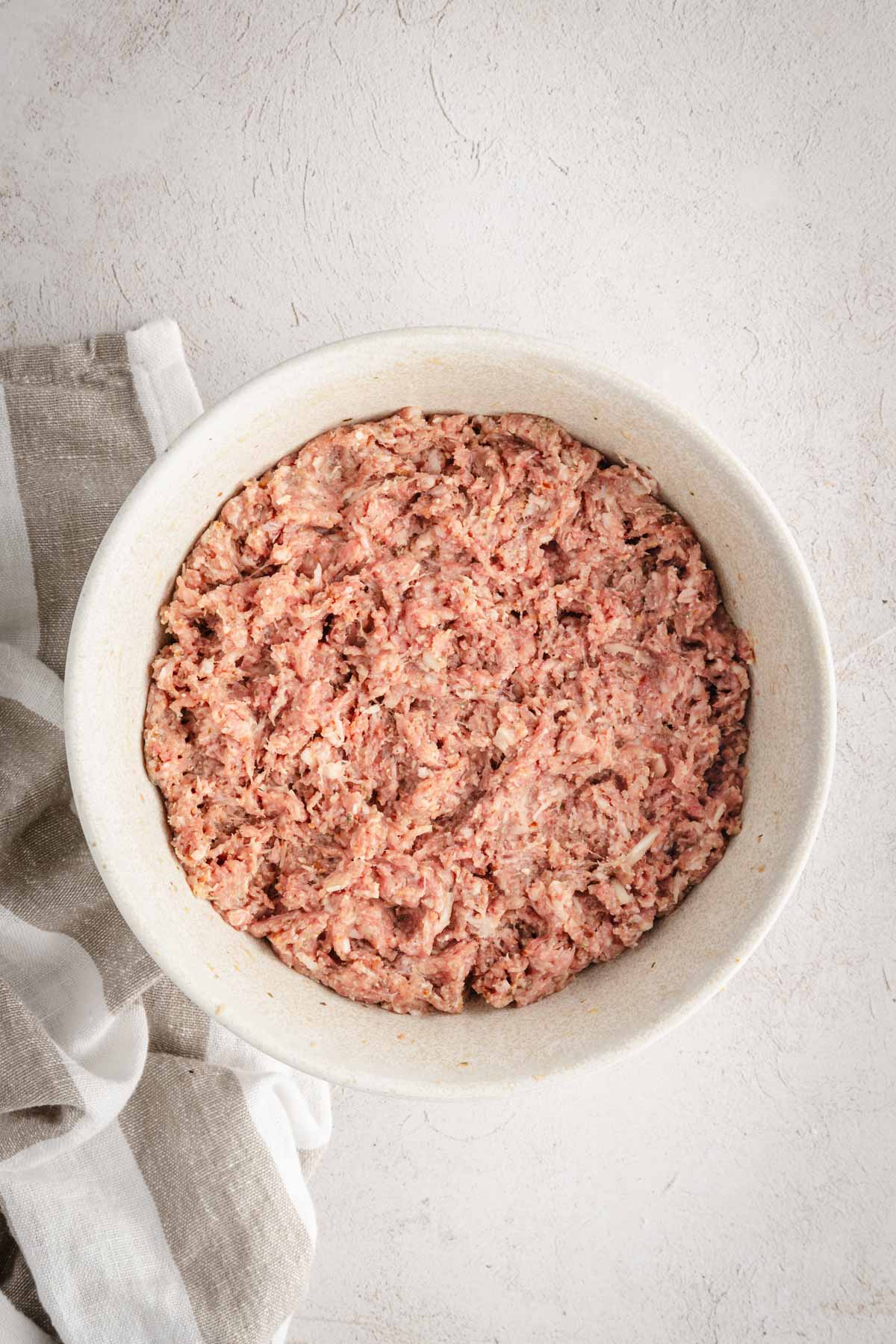 ingredients to make BBQ Meatballs, all mixed in together