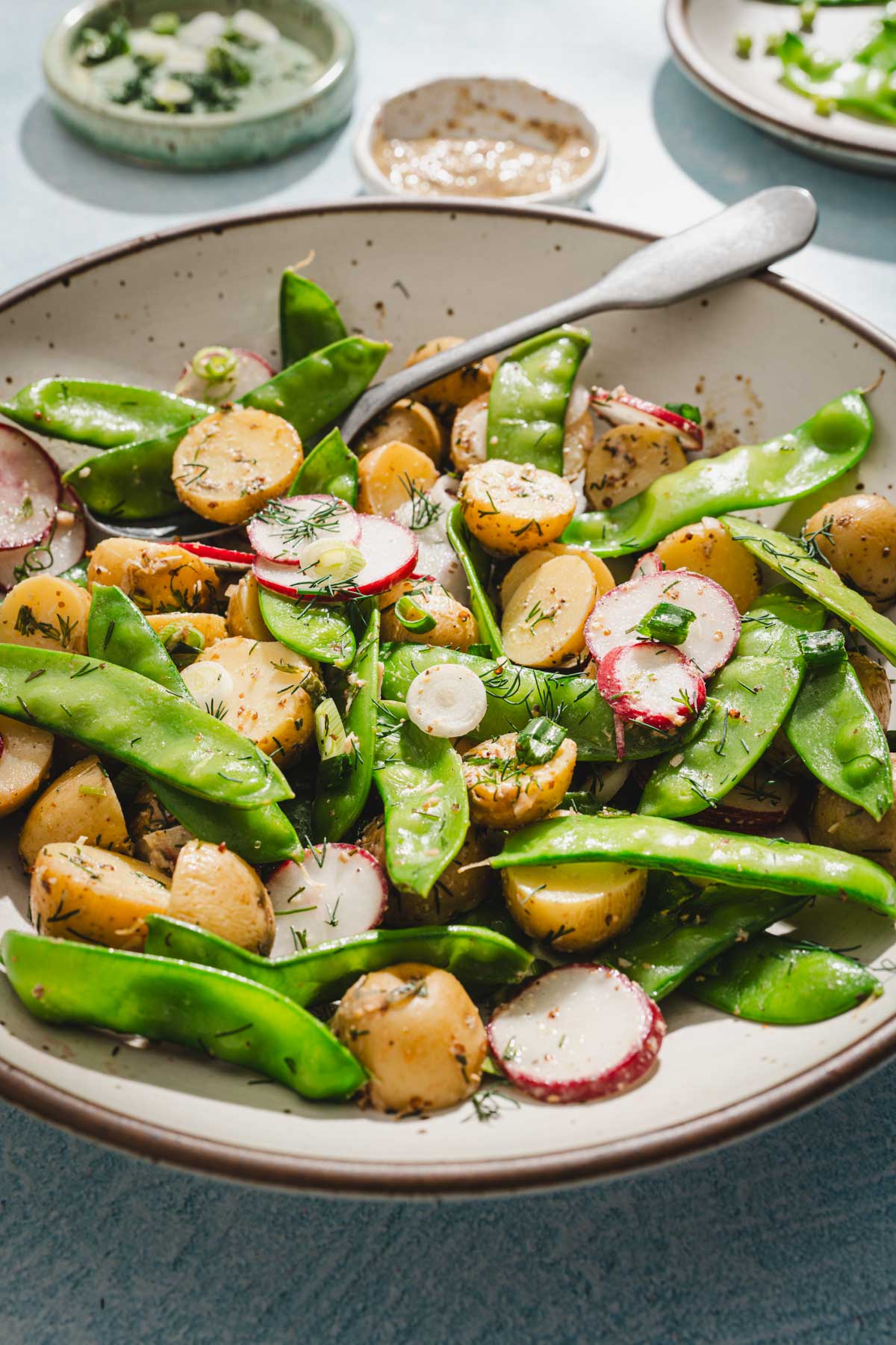 close up of a bowl with the salad