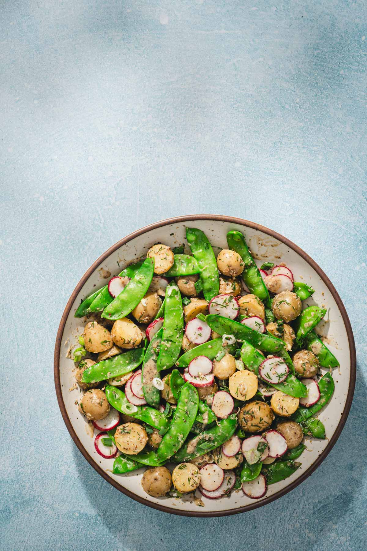 bowl with snow pea salad