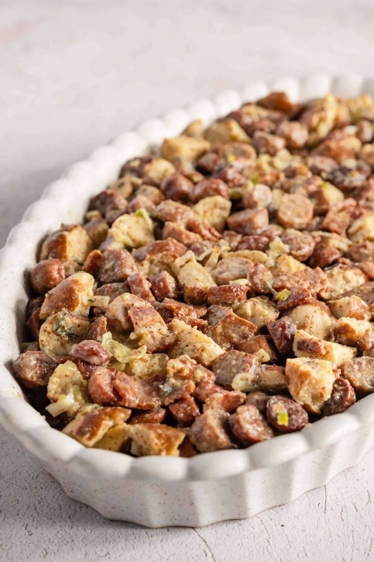 close up of mixed stuffing