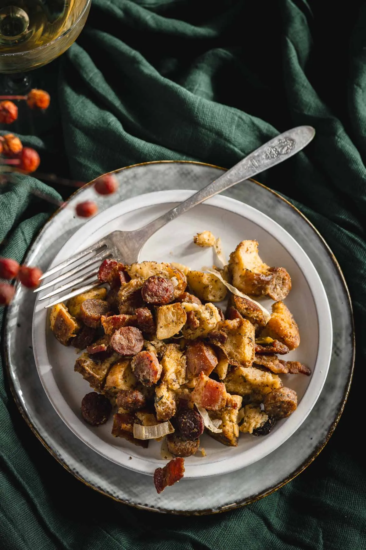 serving plate with the stuffing