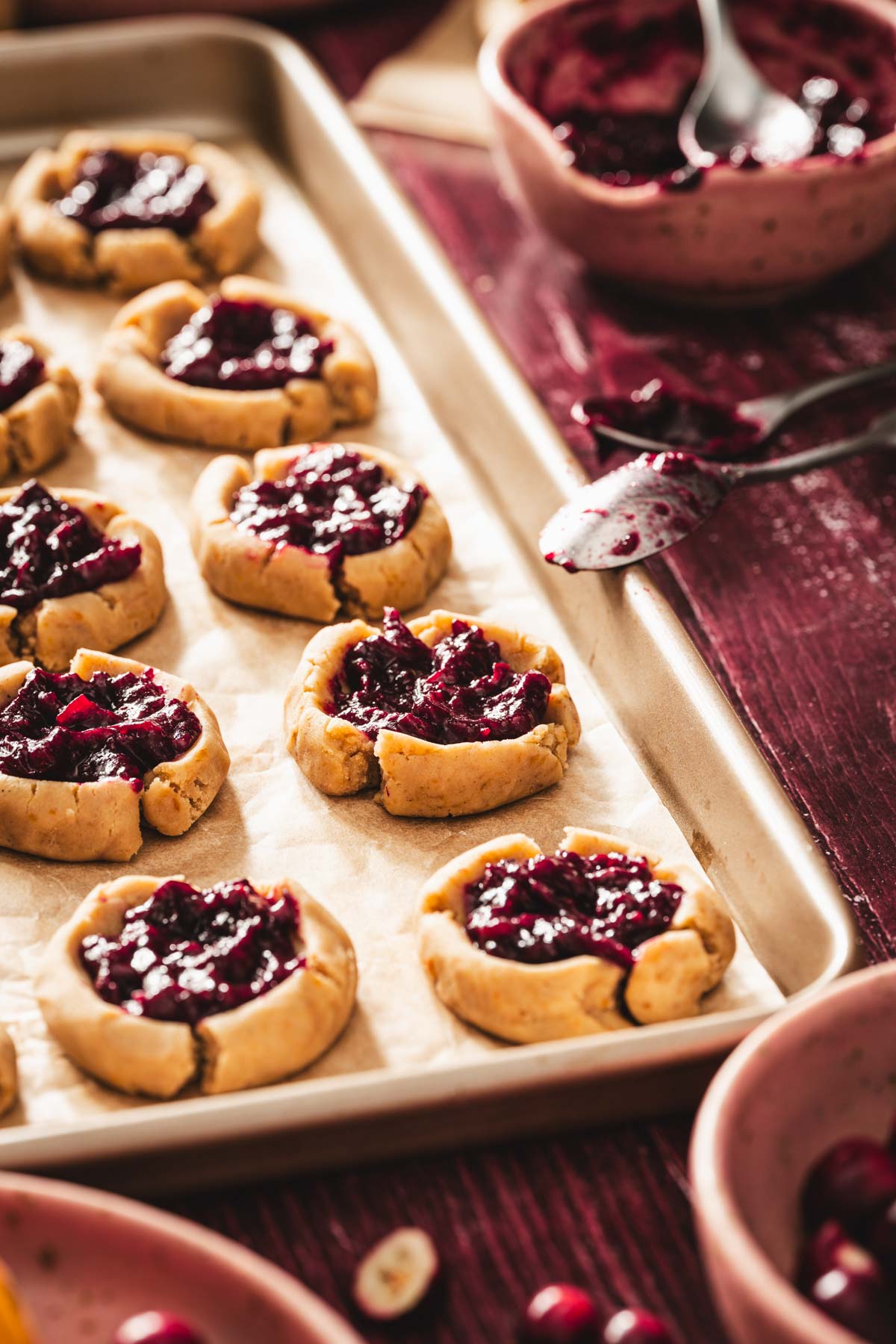 side view of made cookies