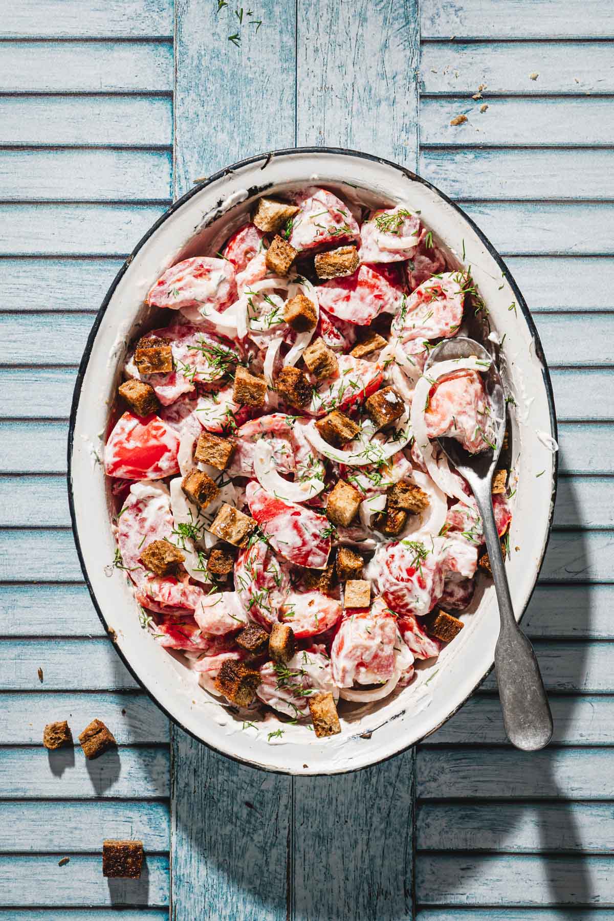 tomato salad in a serving dish
