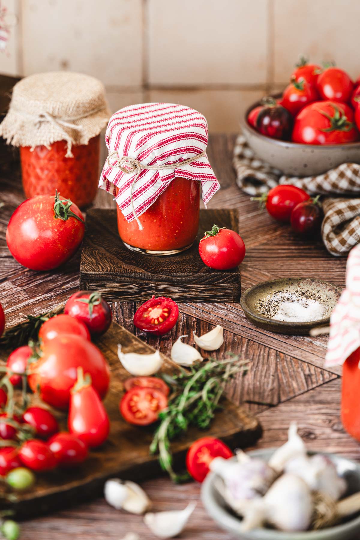jars with tomato sauce