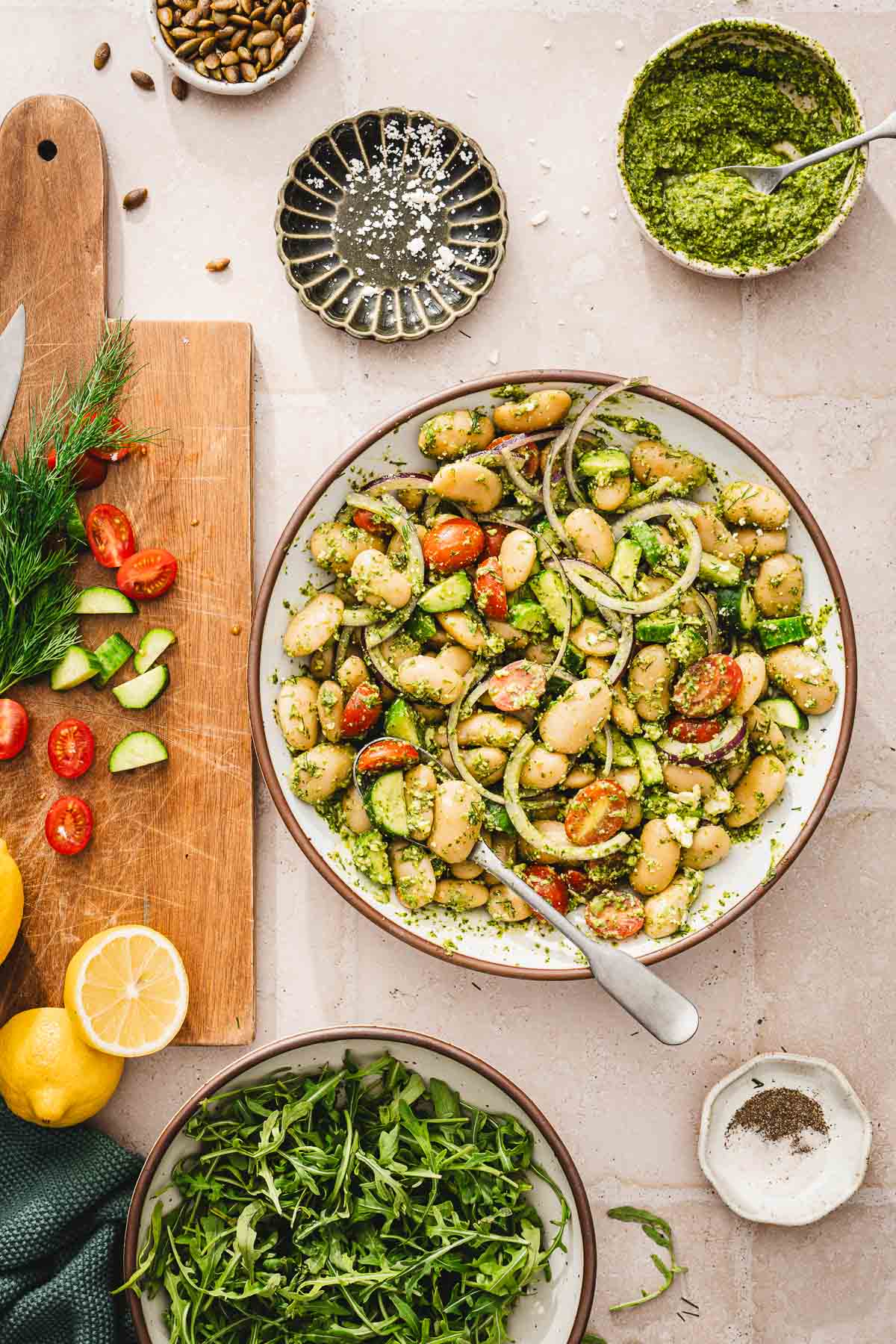 salad mixed together in a large bowl