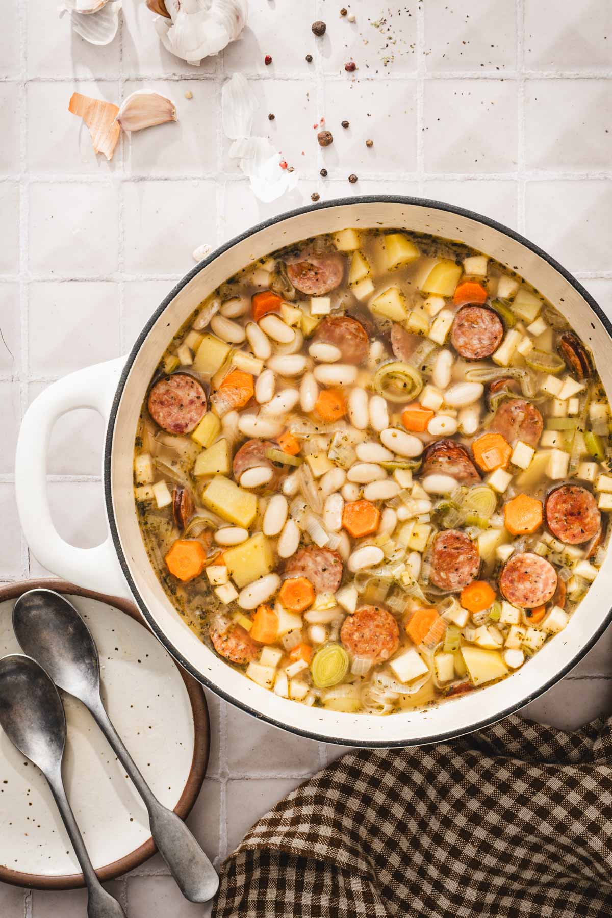 pan with the finished soup