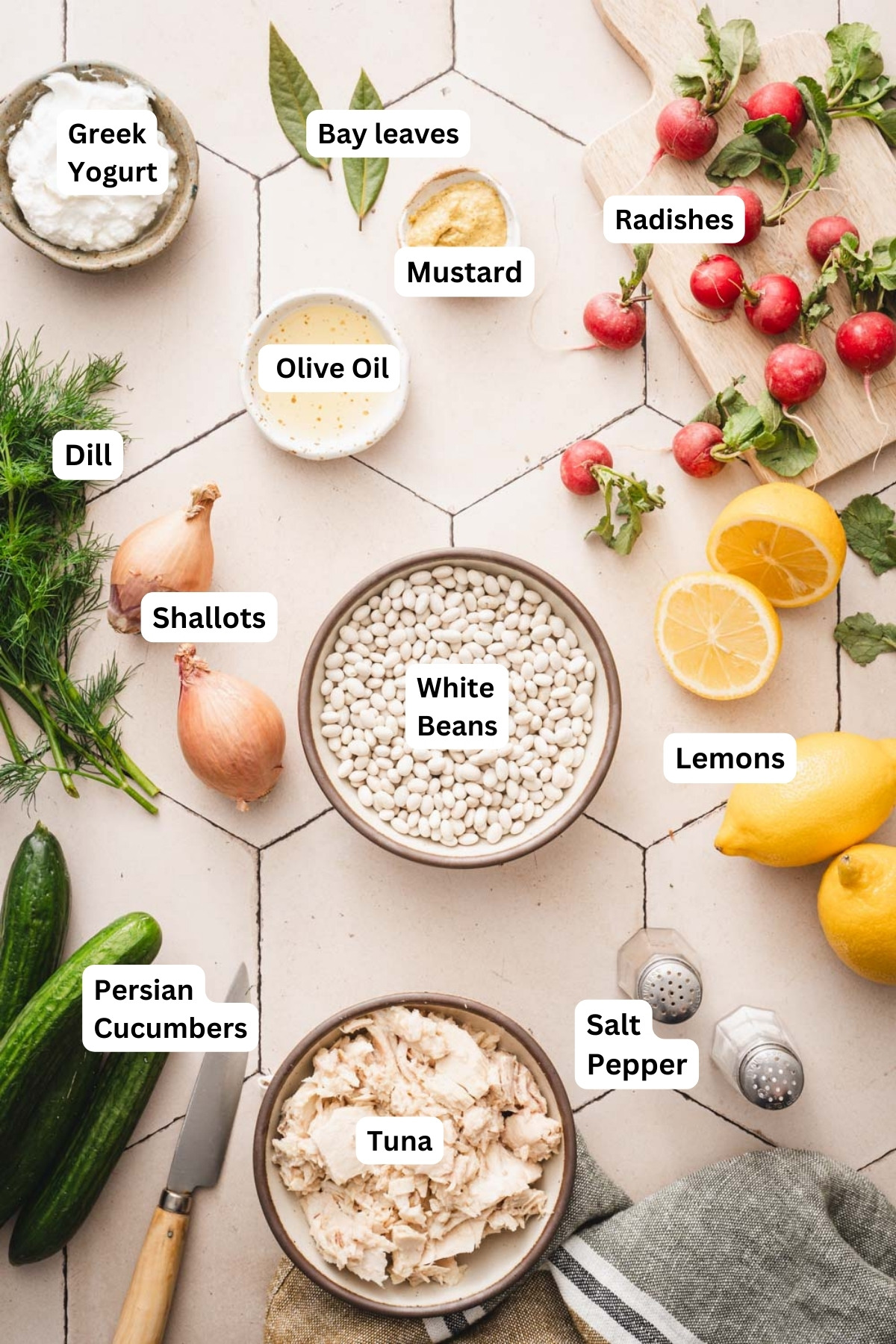 ing to make white bean tuna salad with name tags